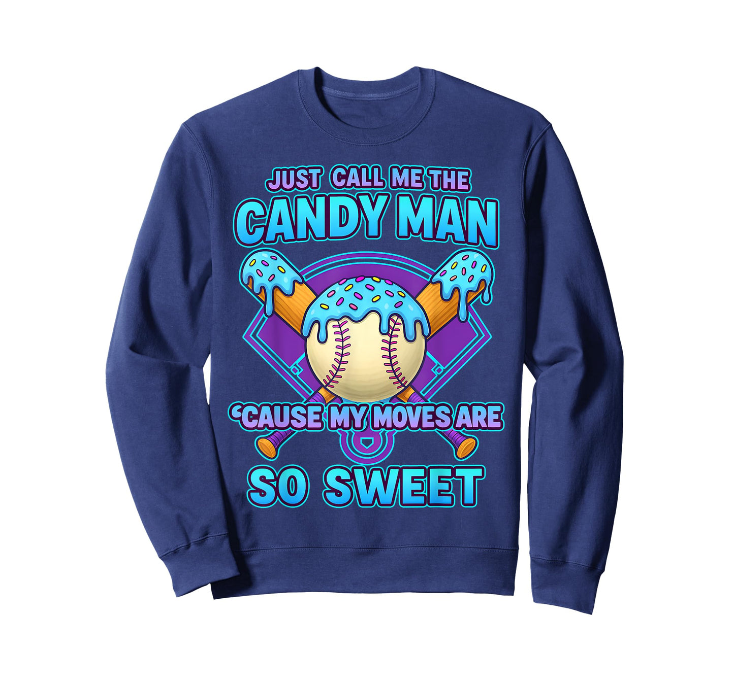 Baseball Drip Ice Cream Drip Just Call Me The Candy Man Blue T-Shirt