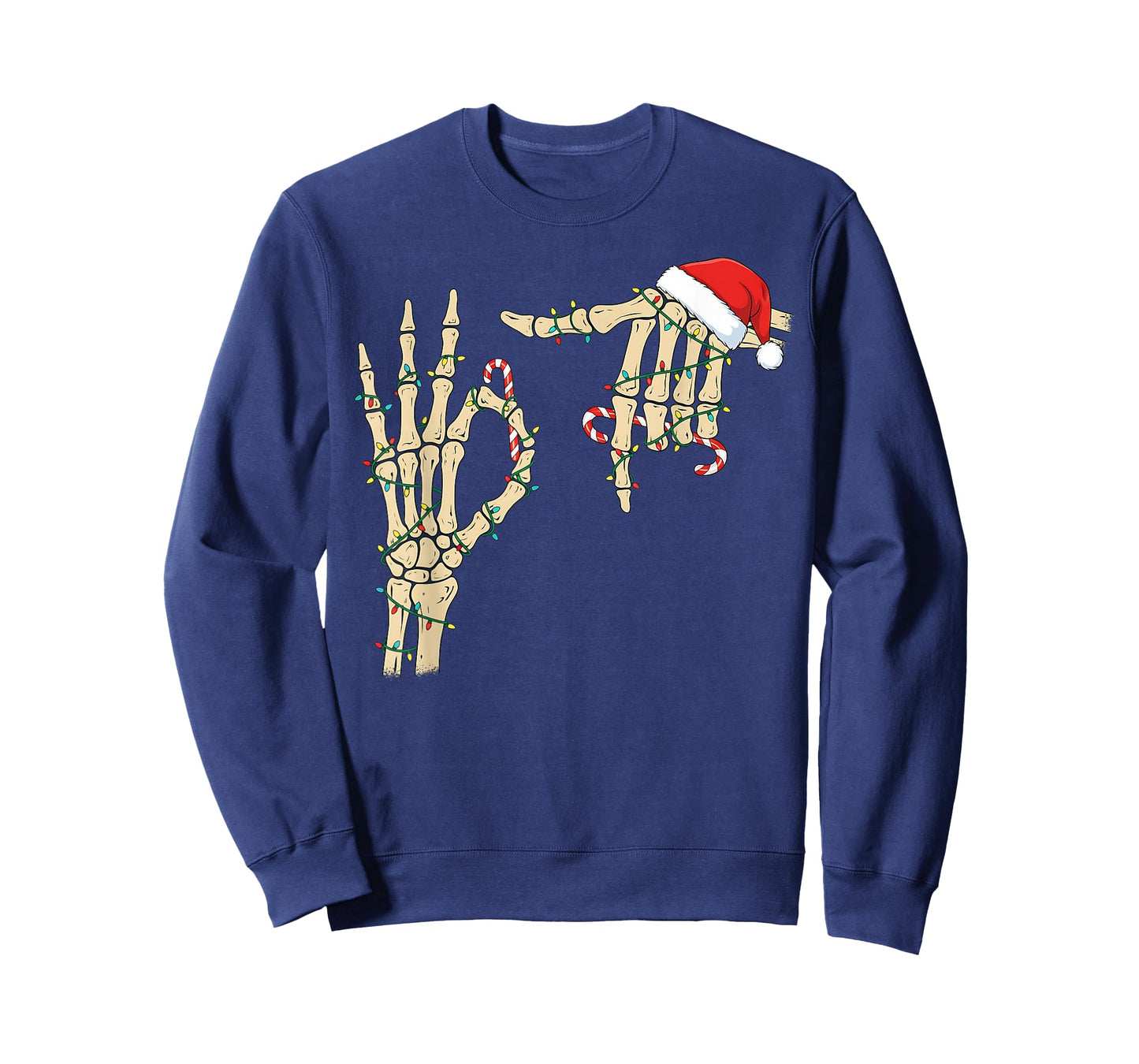 67 Six Seven Meme Skeleton Hand Christmas Santa Hat T-Shirt