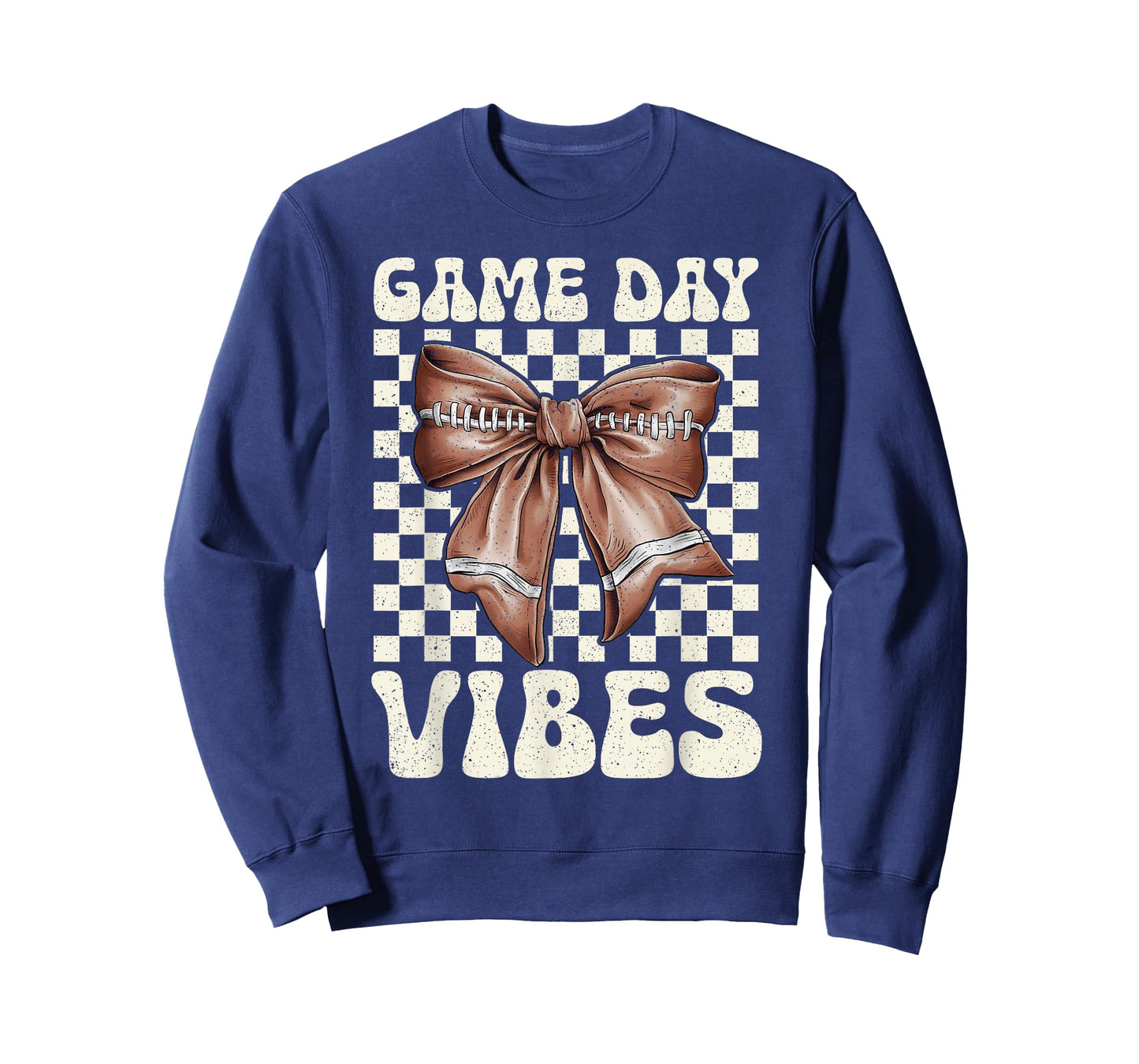 Game Day Vibes Groovy Coquette Bow Football Women Girls Kids T-Shirt