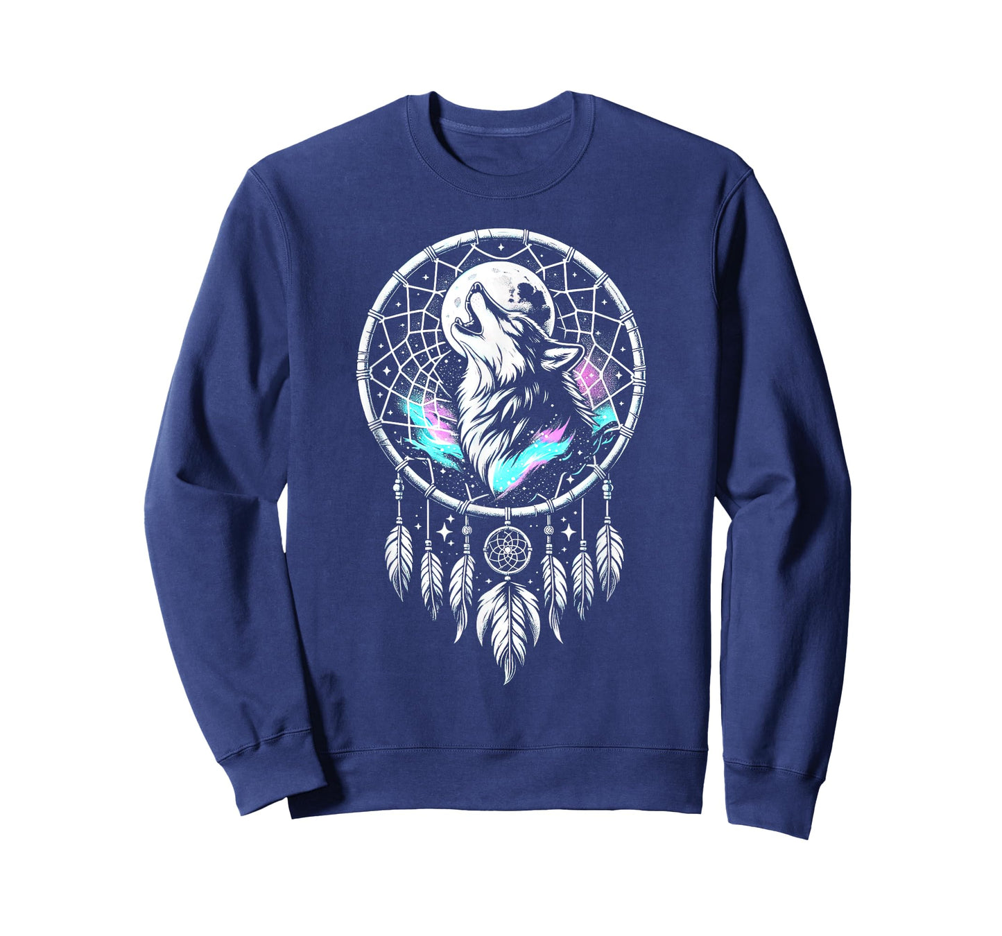 Boho Dream Catcher Wolf Howling At The Moon Dog Wolves Lover T-Shirt for Men Women Kids