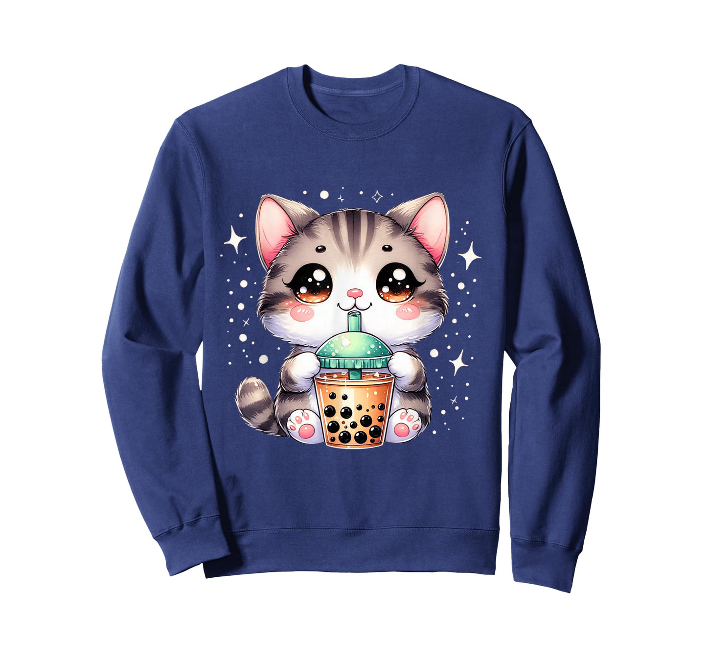 Cute Cat Boba Tea Girl Women Japanese Anime Graphic T-Shirt