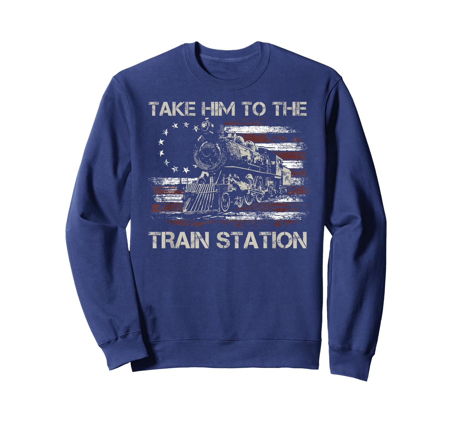 Vintage Old American Flag Take Him To The Train Station T-Shirt