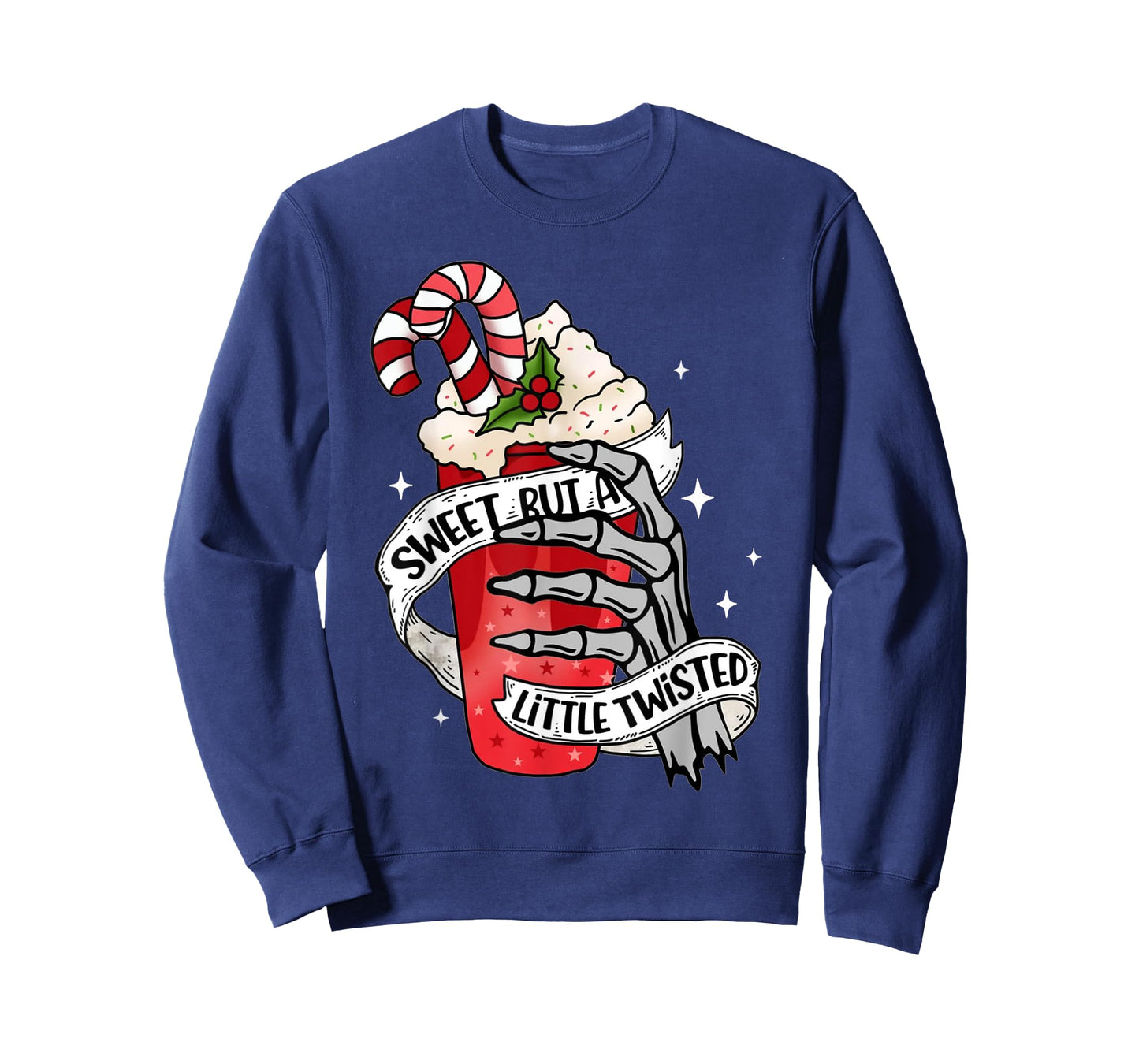 Funny Christmas Candy Cane Sweet But Twisted Skeleton Latte T-Shirt