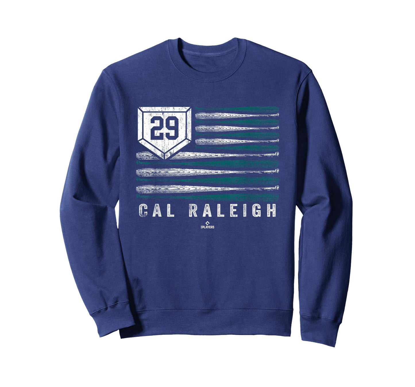Vintage US Flag Baseball Stripes Cal Raleigh Seattle MLBPA T-Shirt