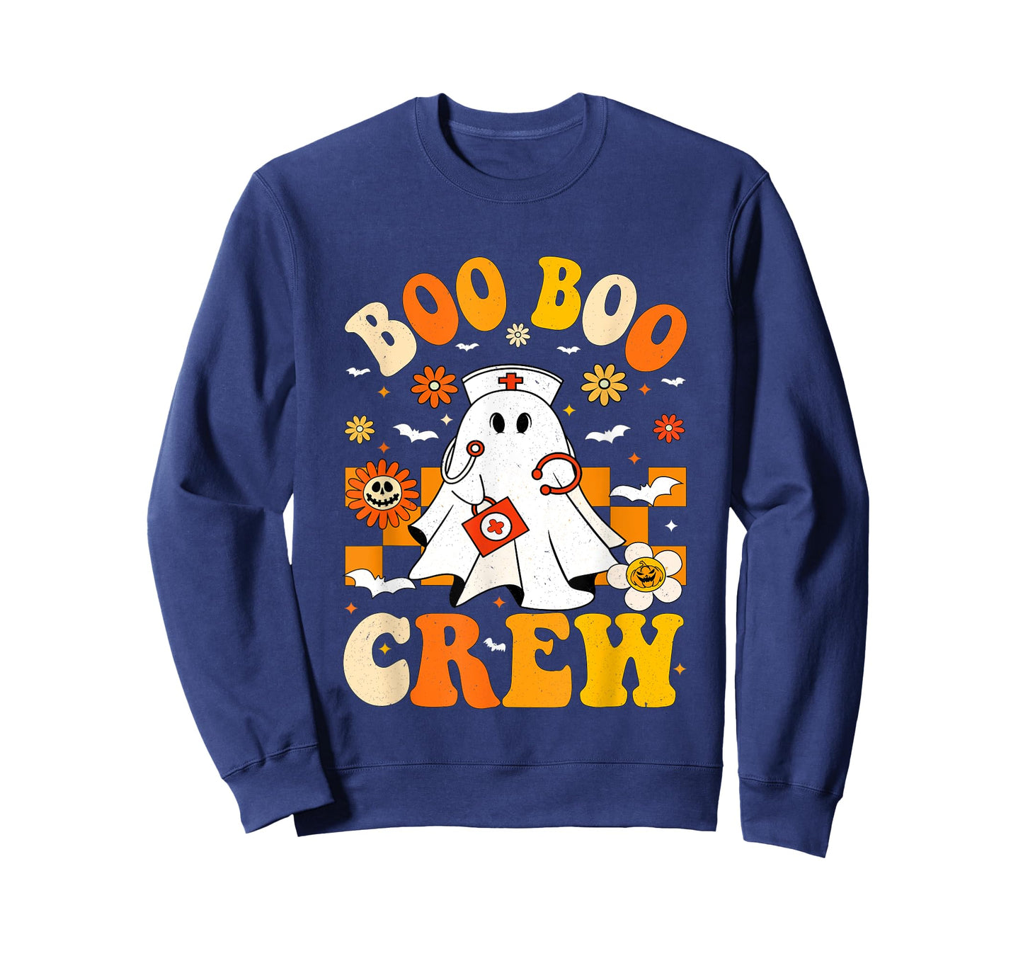 Funny Nurse Ghost Boo Crew Halloween Costume Womens Girls T-Shirt
