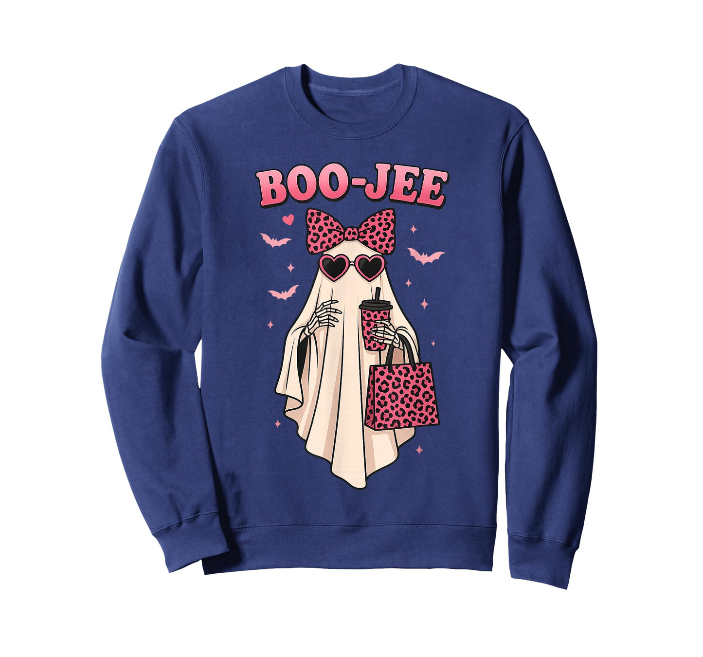 Coquette Leopard Ghost Coffee Boo JEE Halloween Boujee Ghost T-Shirt