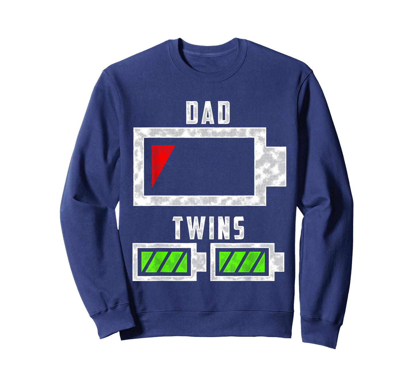 Tired Twin Dad Low Battery Dad of Twins Funny Dad T-Shirt