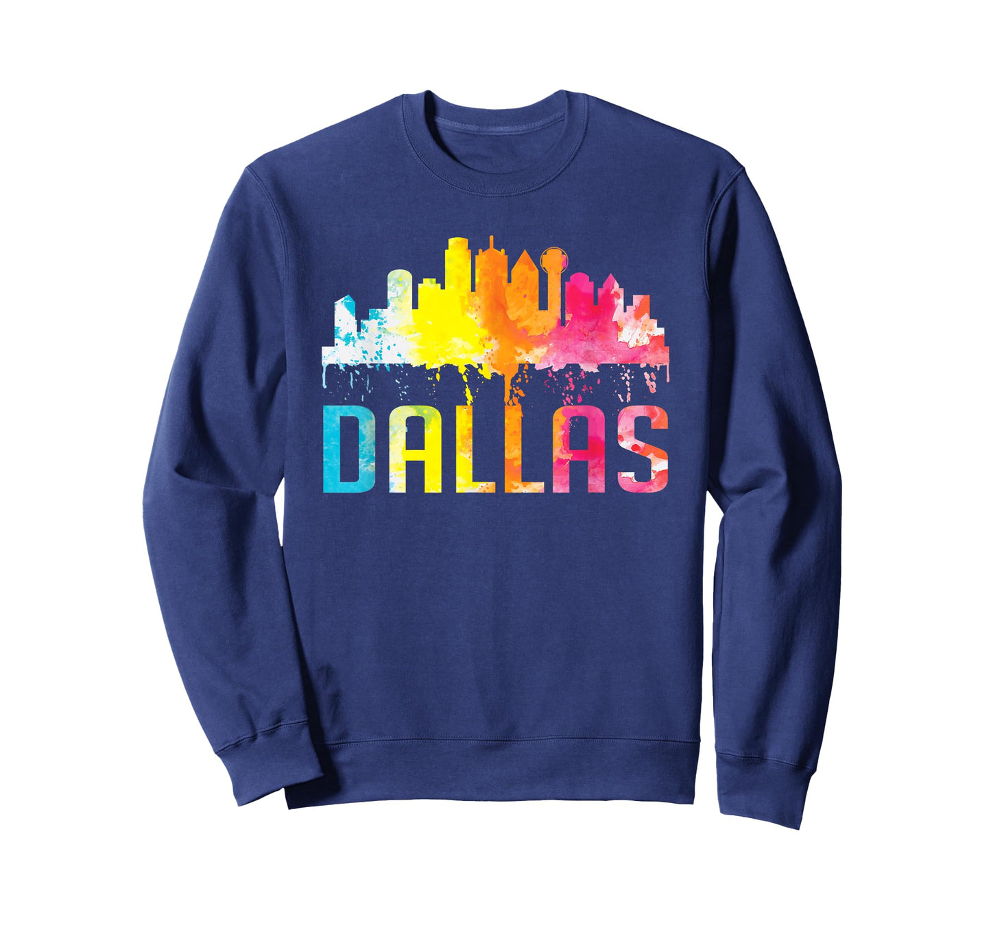 Dallas Texas Retro Watercolor Skyline Art Souvenir Gift T-Shirt