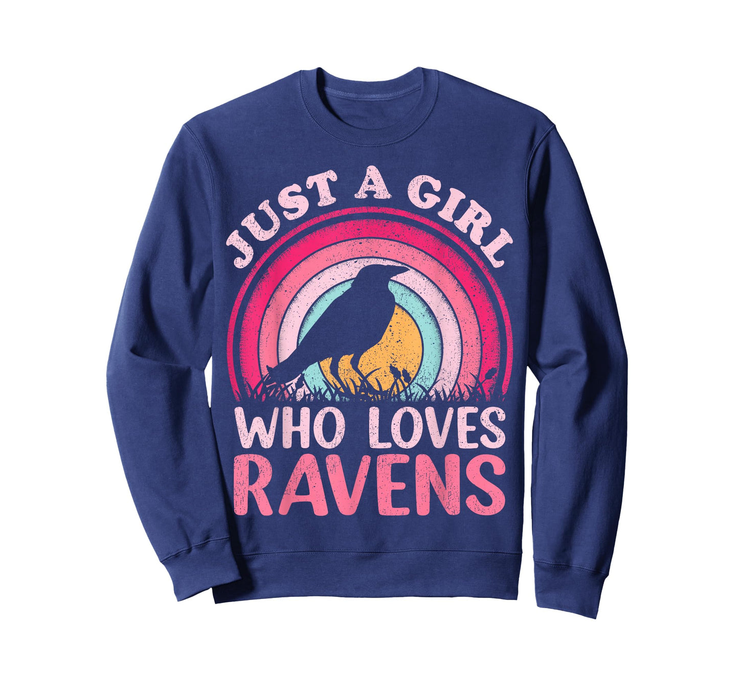 Raven Bird Vintage Retro Just A Girl Who Loves Ravens T-Shirt