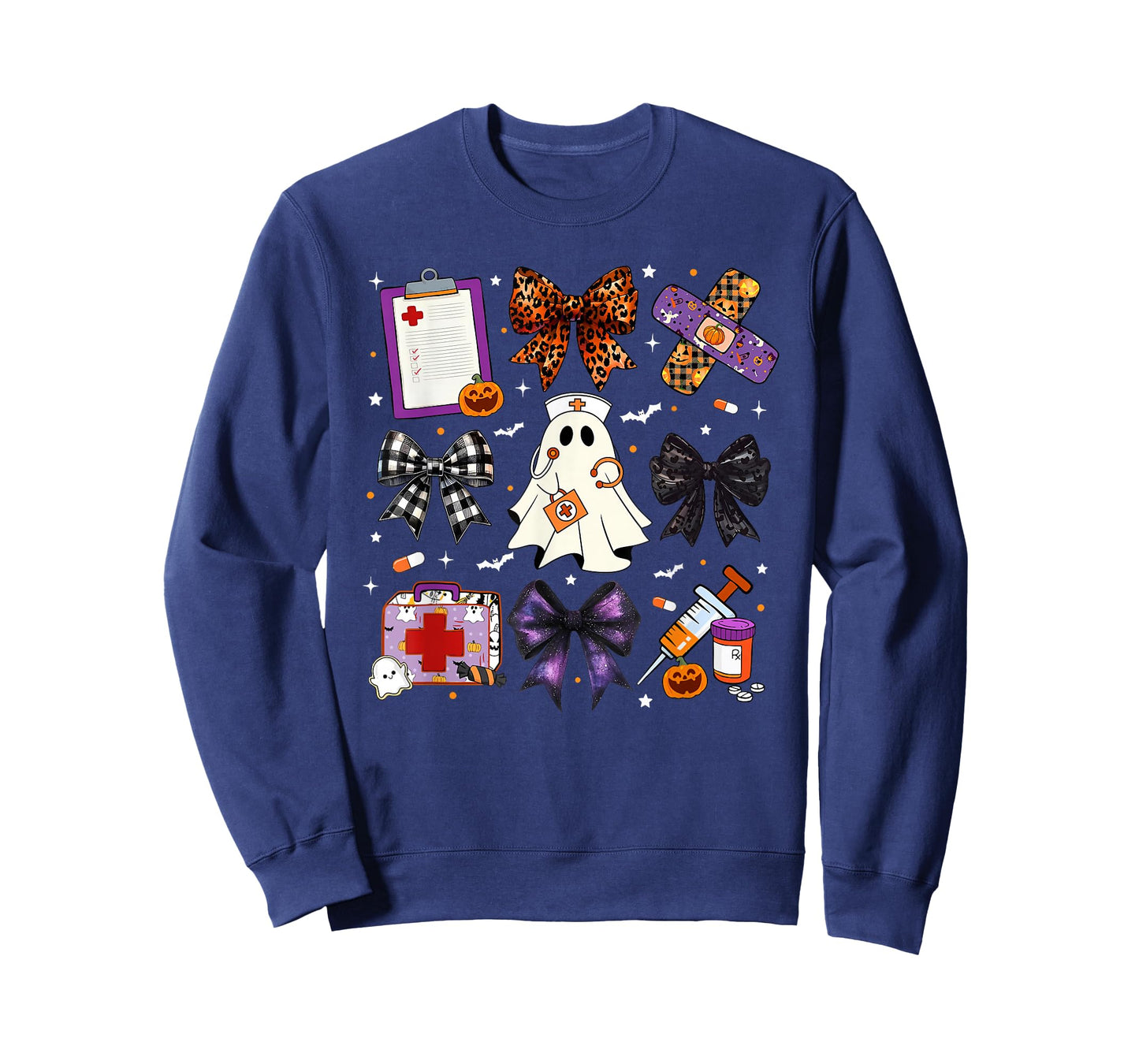 Funny Ghost Happy Halloween Coquette Bow Spooky Season Nurse T-Shirt