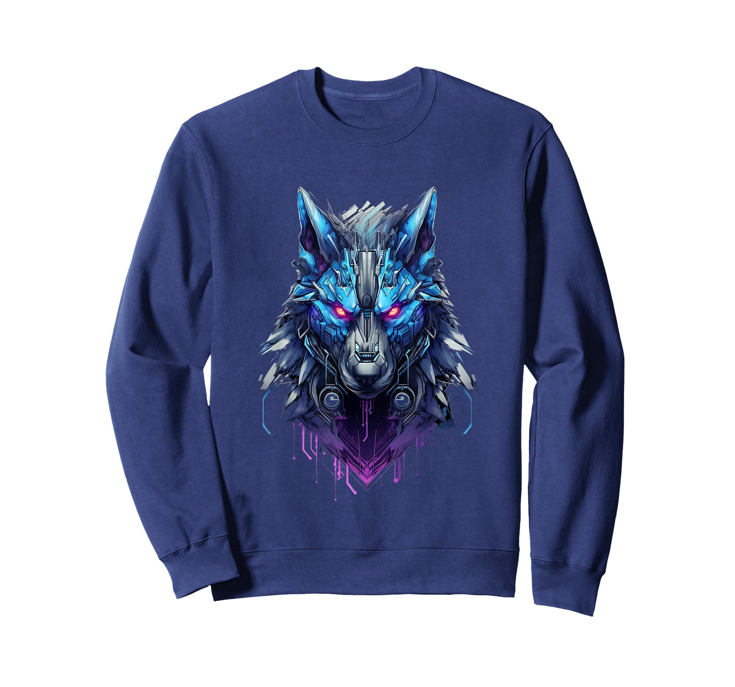 Lone Wolf Howl: Futuristic Cyberpunk Wolf Head T-Shirt