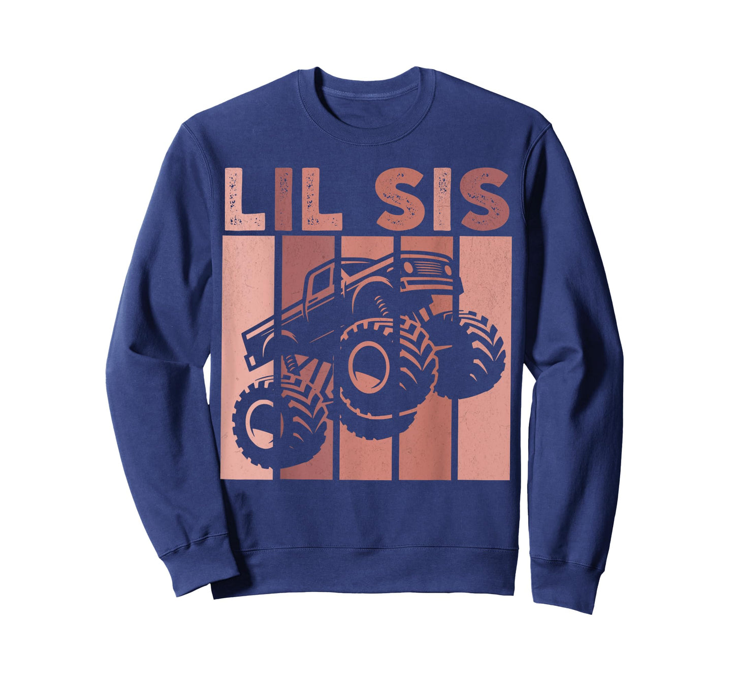 Little Sister Monster Truck Retro Lil Sis Matching Sibling T-Shirt