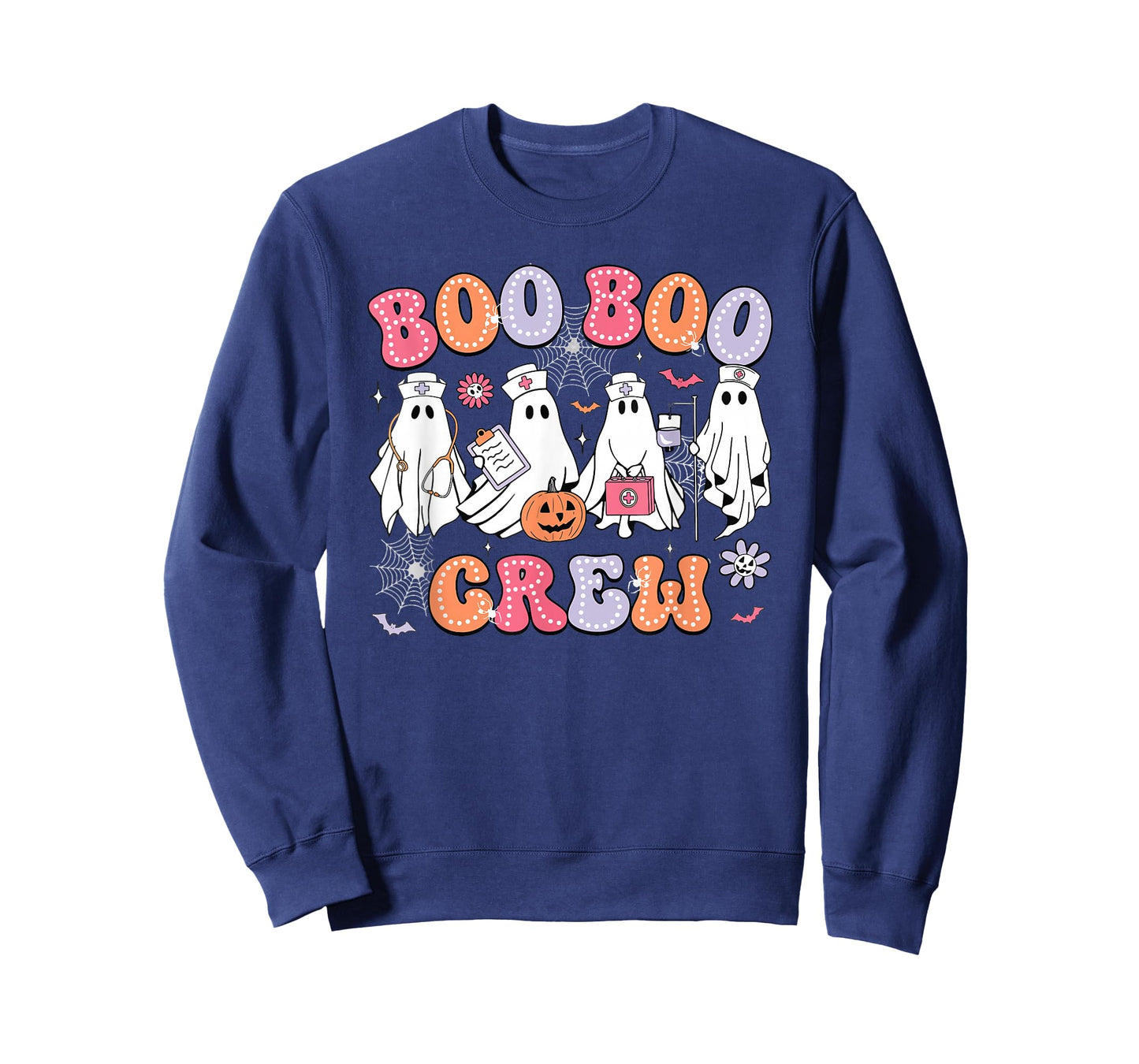 Halloween Nurse Groovy Boo Crew Nurse Funny Cute Ghost Women T-Shirt