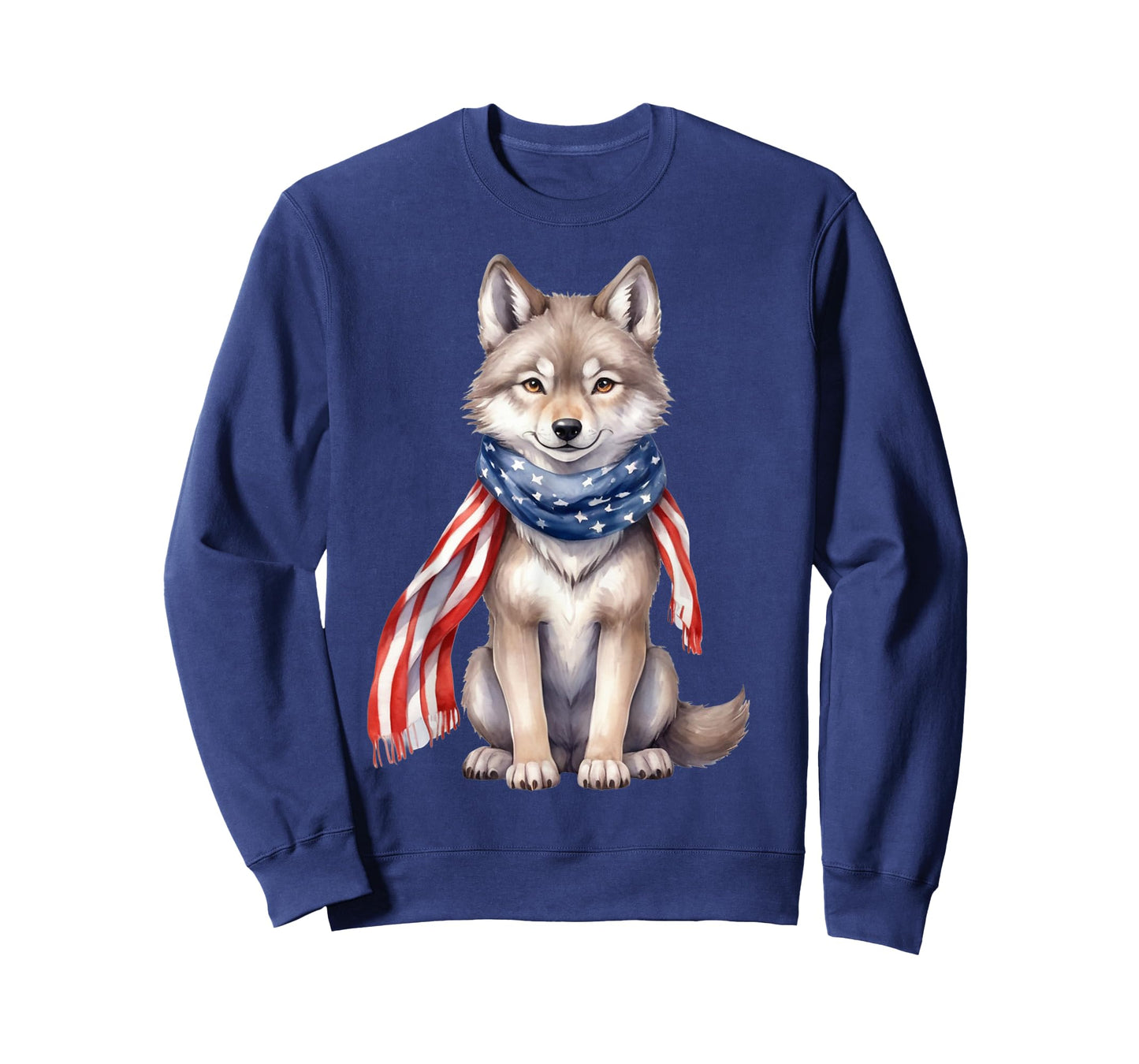 Wolf 4th of July American Flag Wolf Animal Patriotic T-Shirt for Women Kids Men