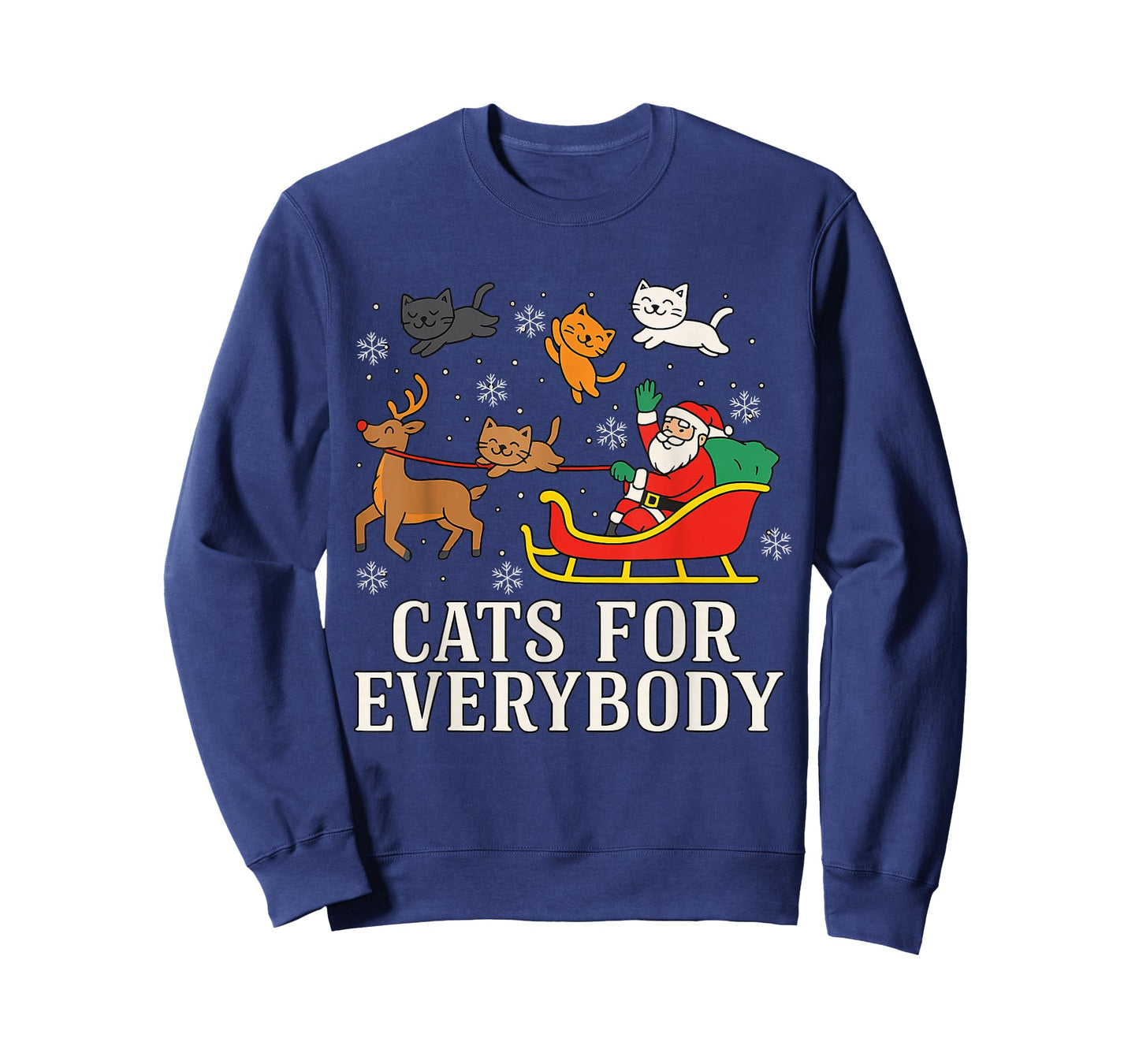 Cats for Everybody Christmas Cat Funny Xmas Women Santa T-Shirt