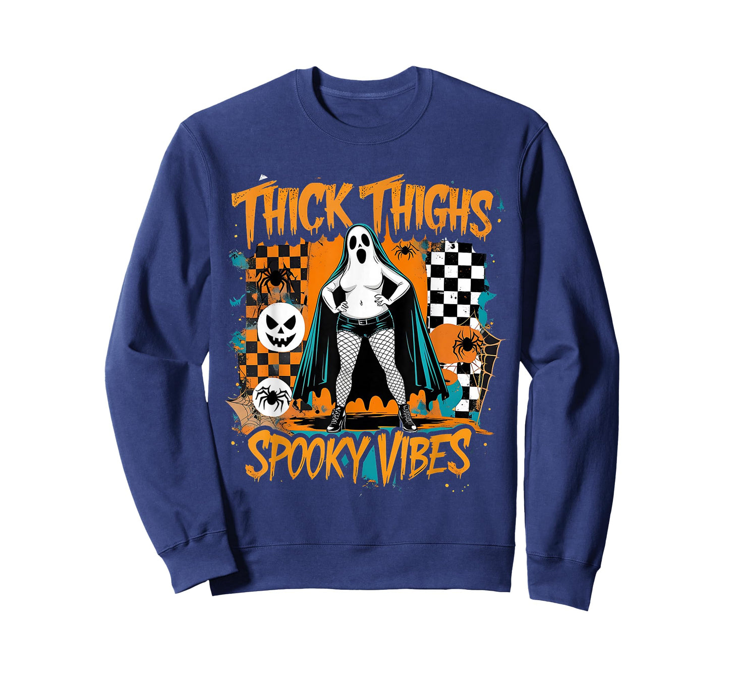 Spooky Vibes Thick Thighs Cute Ghost Humor T-Shirt