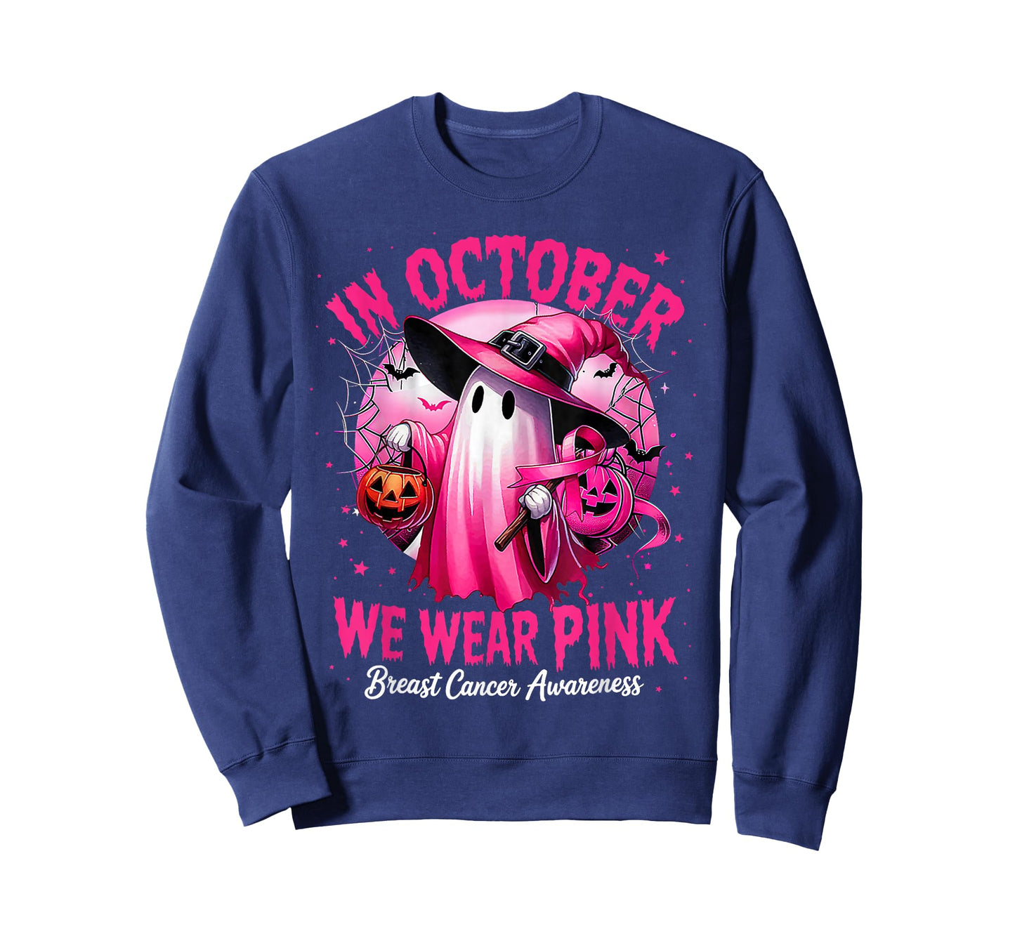 In October We Wear Pink shirt Ghost Breast Cancer Awareness T-Shirt