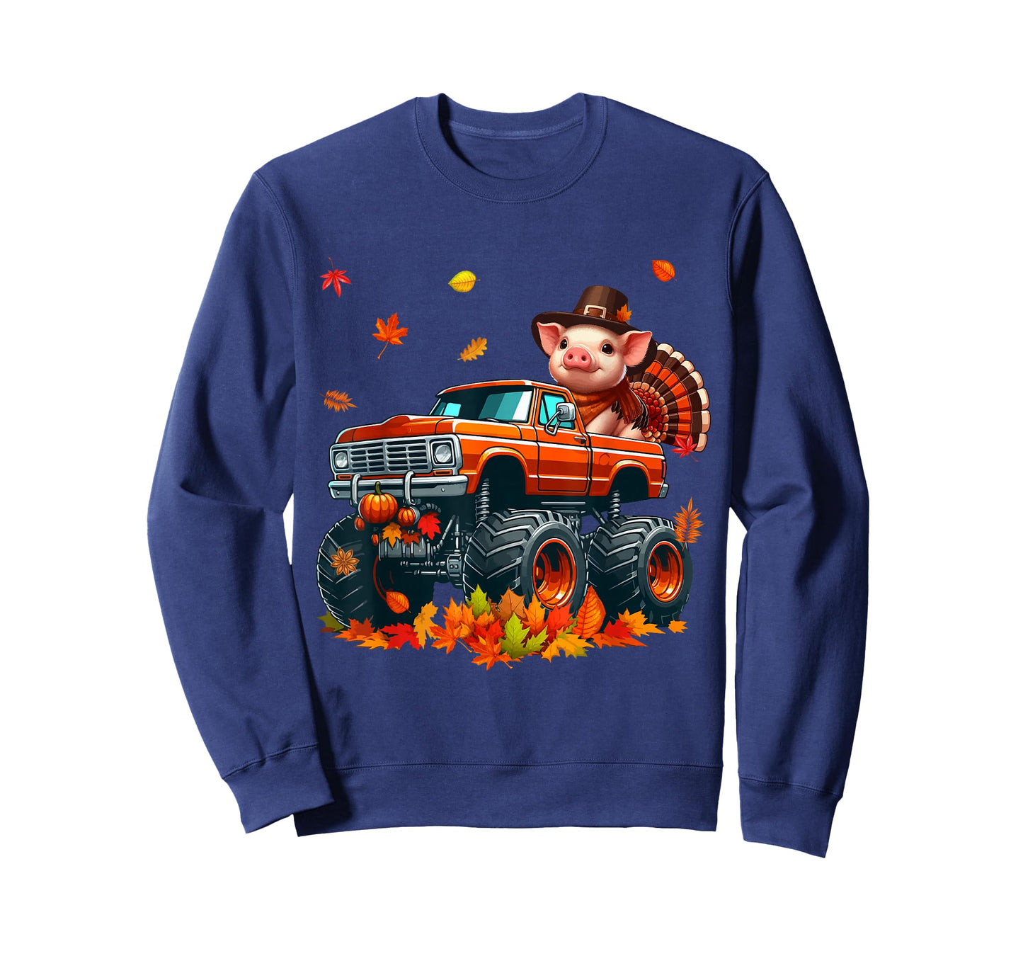Pig Cosplay Turkey On Monster Truck Thanksgiving Farmer T-Shirt