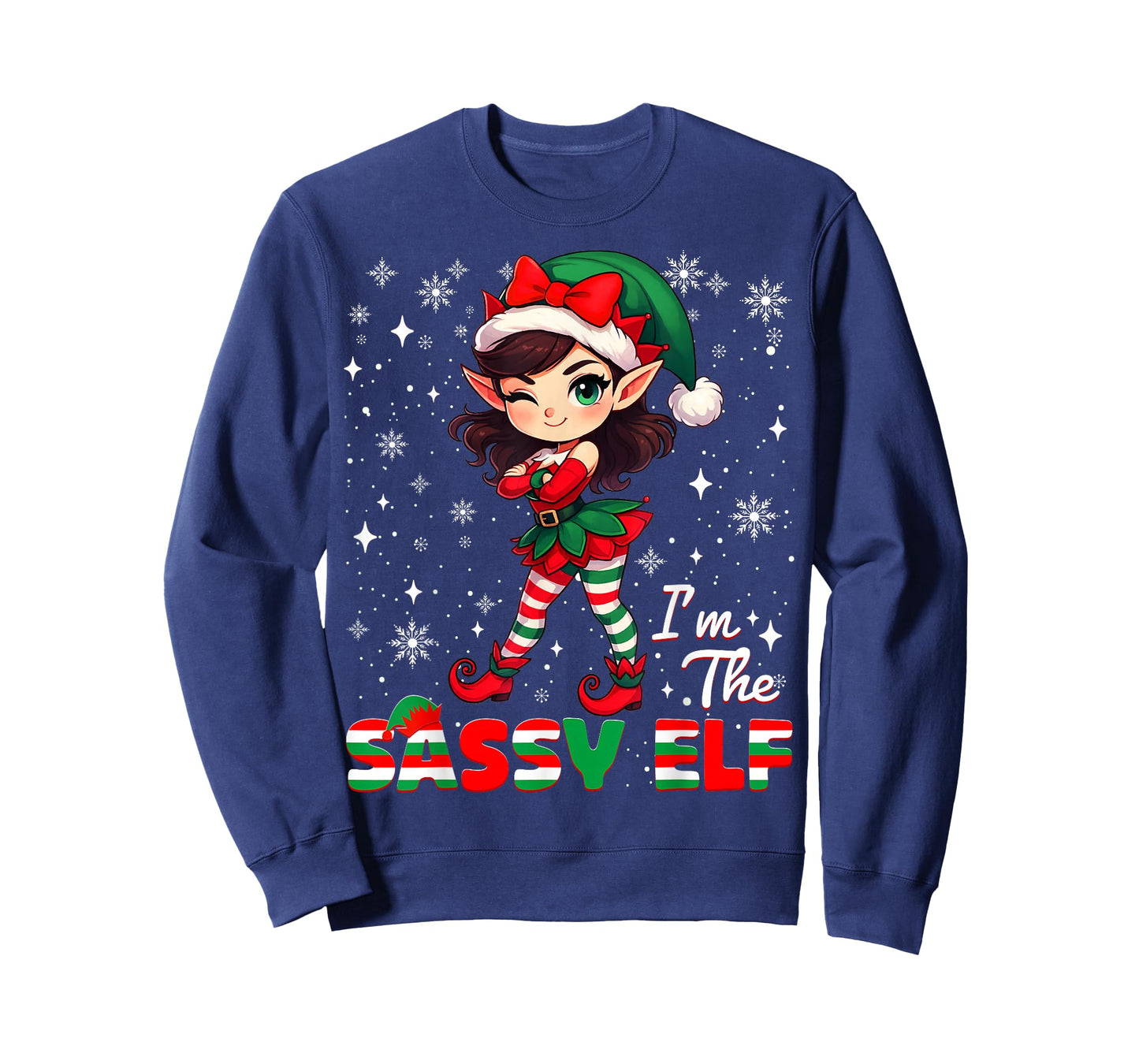Im The Sassy Elf Cute Snowflake Christmas Xmas Girl Women T-Shirt