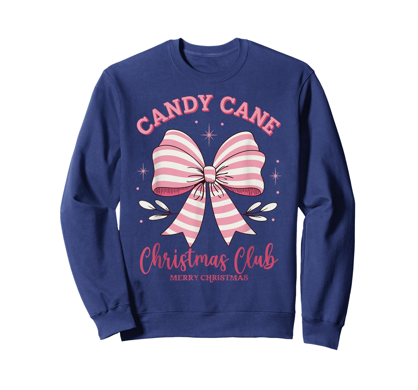 Pink Candy Cane Christmas Club Cute Coquette Bow Women Girl T-Shirt