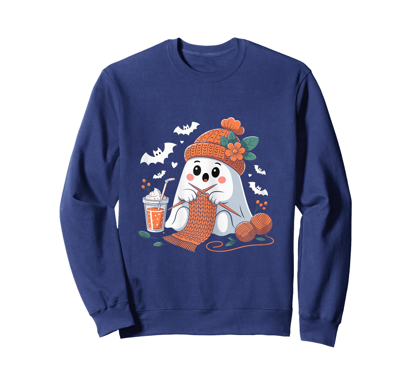 Cute Ghost Crochet Knitting Lover Halloween Coffee T-Shirt
