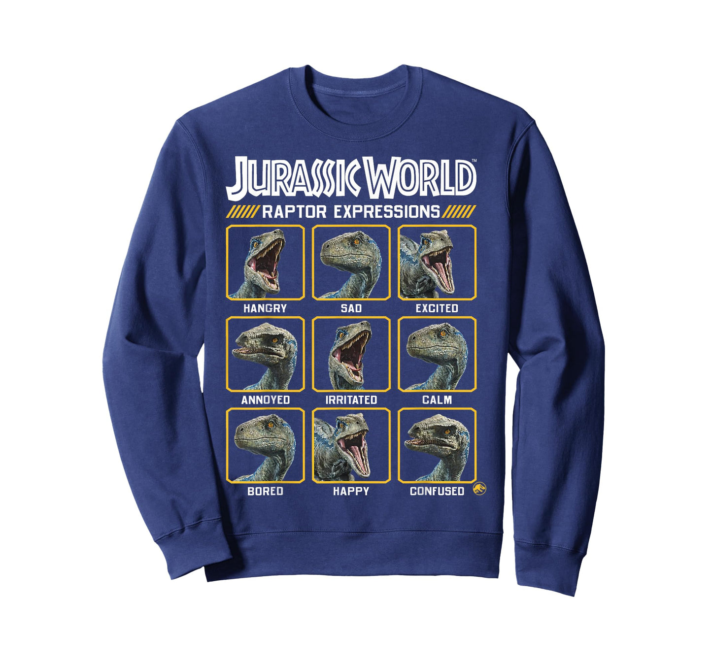 Jurassic World Two Blue Raptor Expressions Graphic Short Sleeve T-Shirt