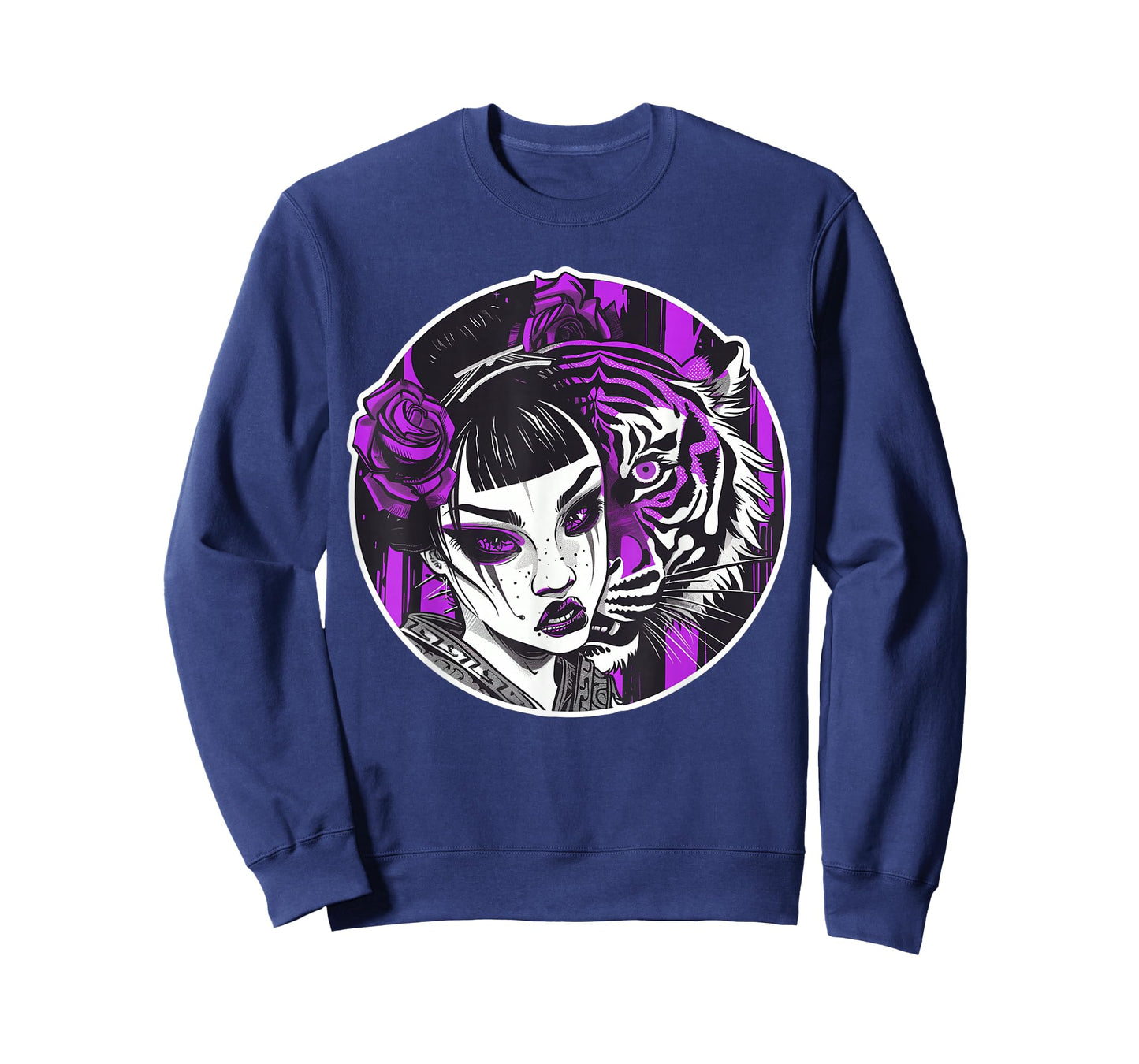 Kawaii Anime Geisha With Tiger Bliss For Otaku Enthusiasts T-Shirt
