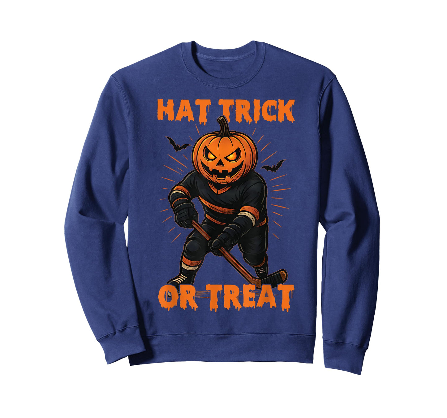 Halloween Hat Tricks or Treat Ice Hockey Pumpkin Player Tee T-Shirt
