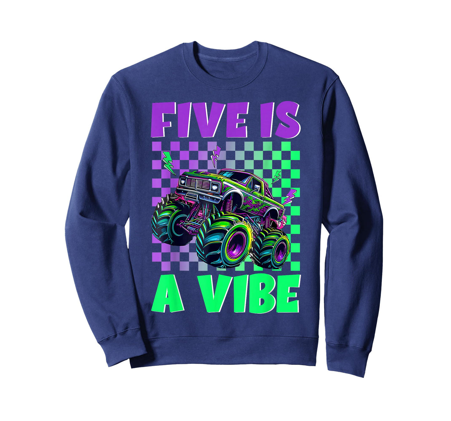 5 Year Old Five is A Vibe Monster Truck 5th Birthday Boy T-Shirt