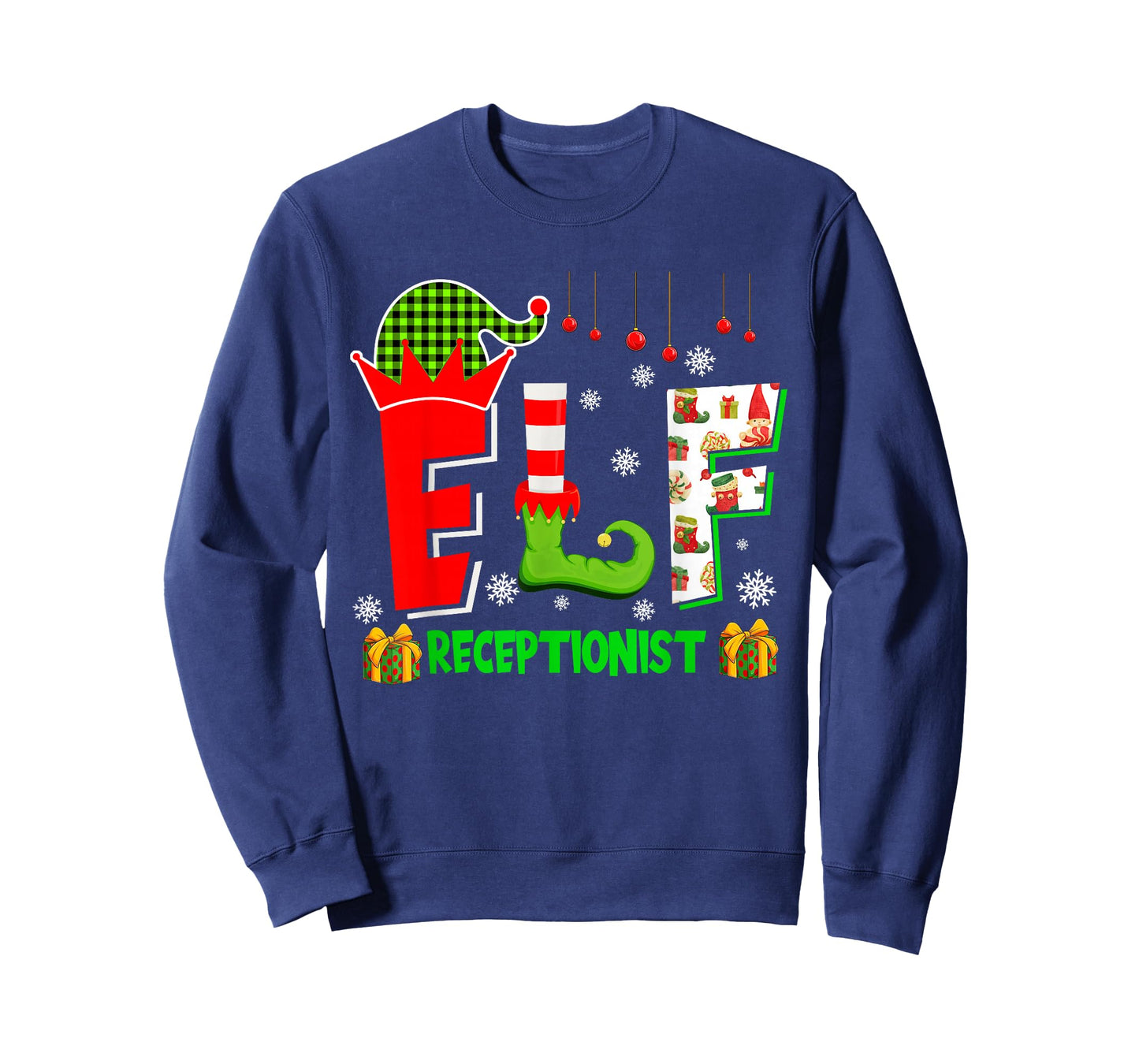 Elf Receptionist Christmas Costume Matching Elf Lover Family T-Shirt
