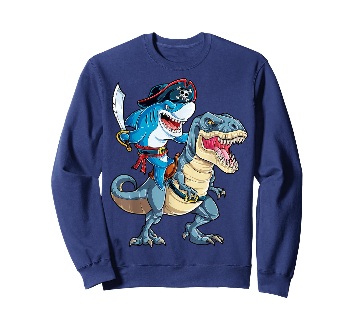 Shark Pirate Dinosaur T rex T Shirt Jawsome Boys Kids Men T-Shirt
