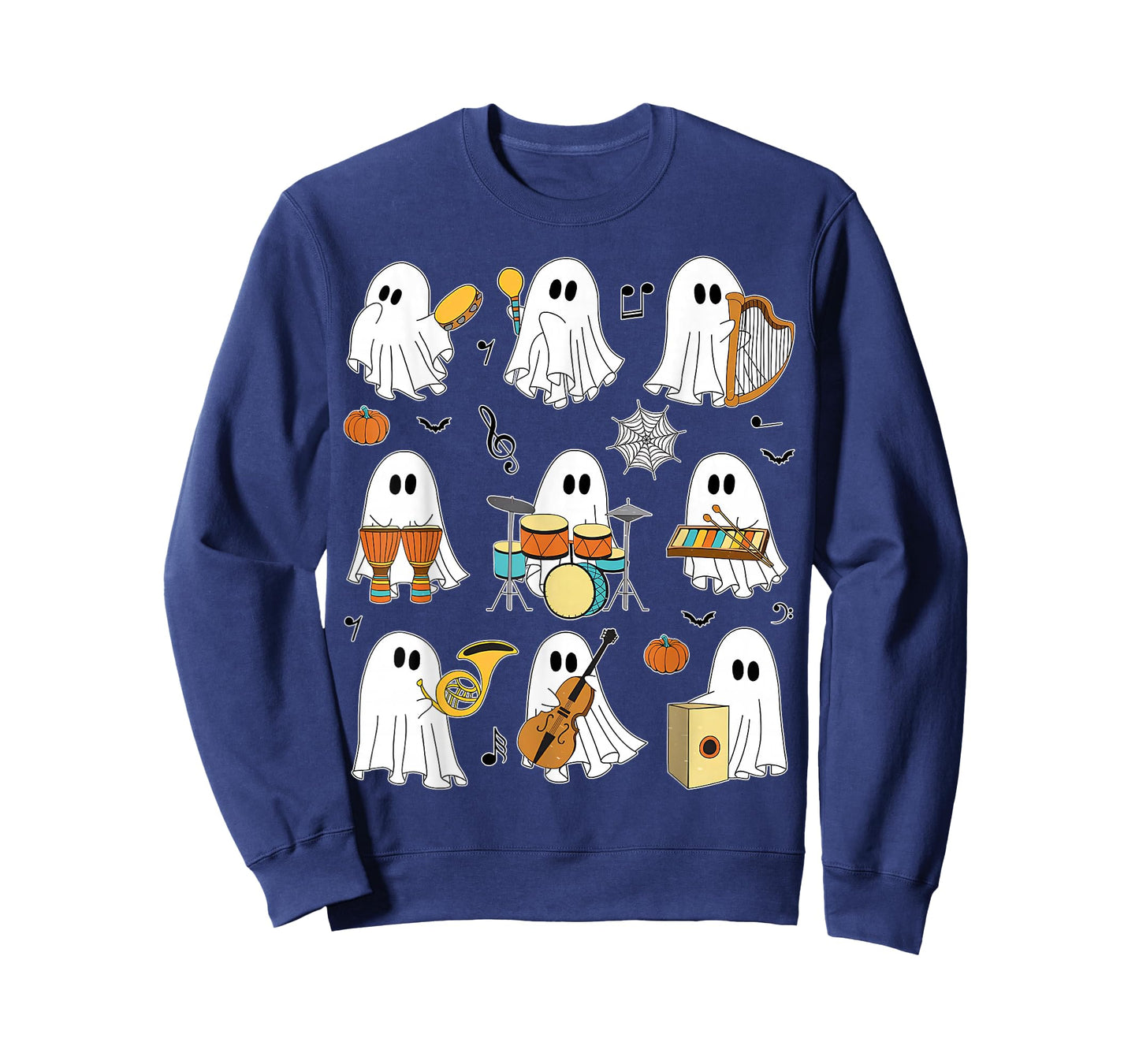 Funny Halloween Ghost Music Teacher Playing Instruments T-Shirt