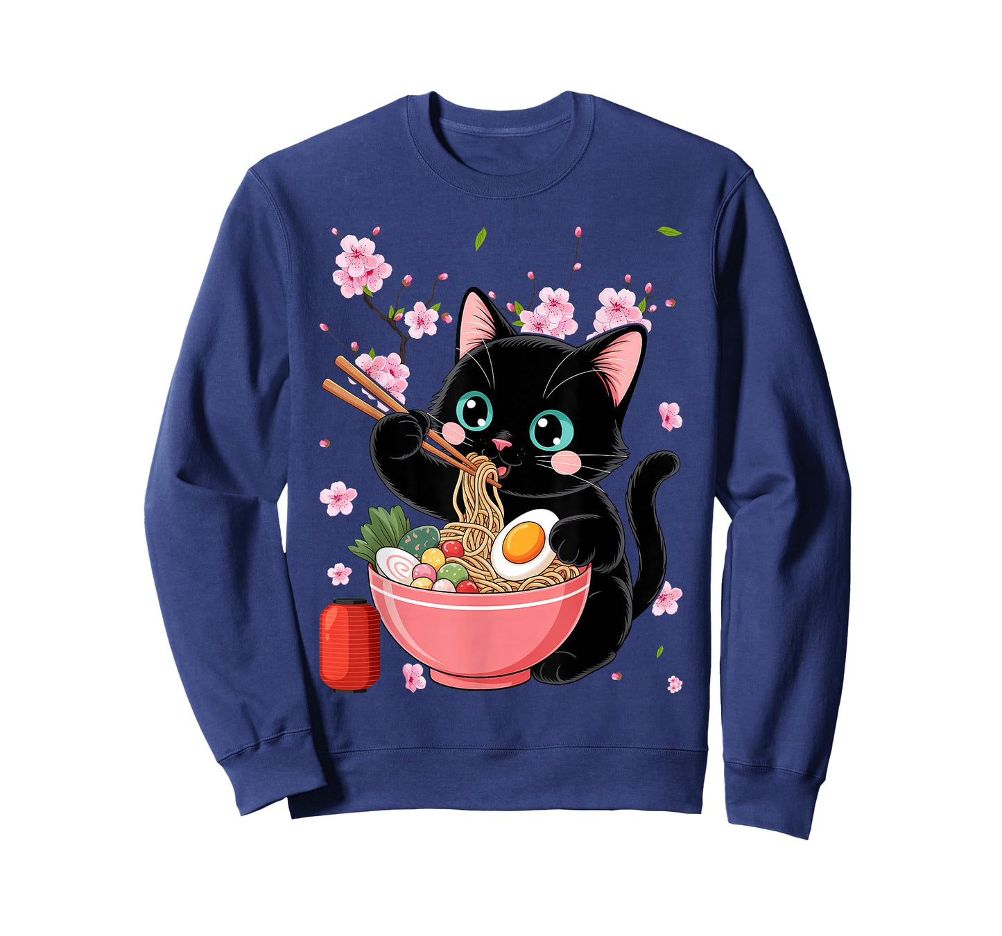 Retro – Japanese Anime Black Cat Eating Ramen T-Shirt