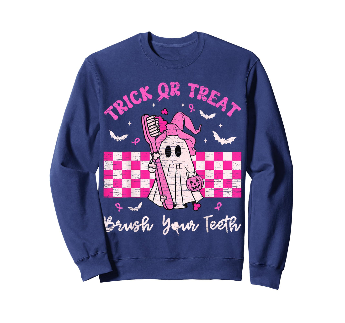 Wear A Pink Trick Or Treat Brush Your Teeth Dental Halloween T-Shirt