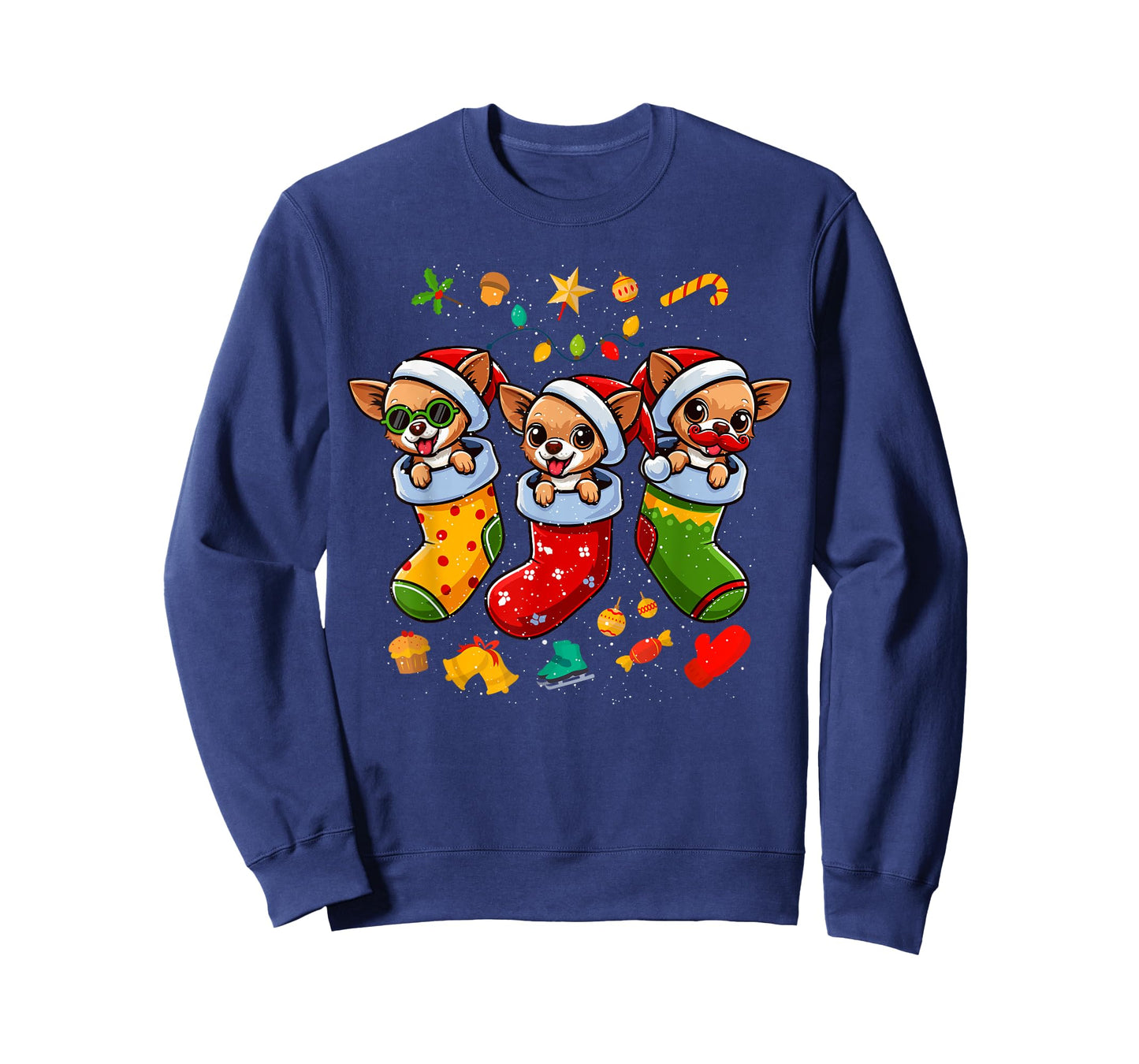 Chihuahua Santa Claus Christmas Stocking Dog X-Mas Dogs T-Shirt