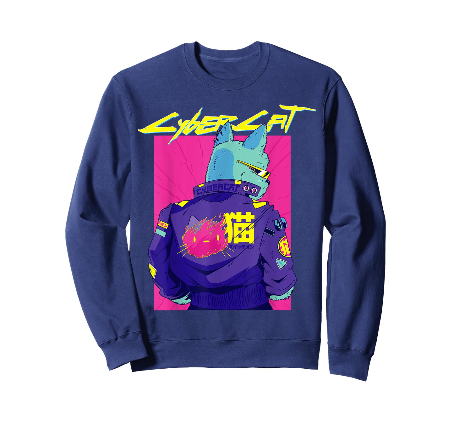 Cyberpunk Pun Cat cybercat Japanese Character cyberpunker T-Shirt