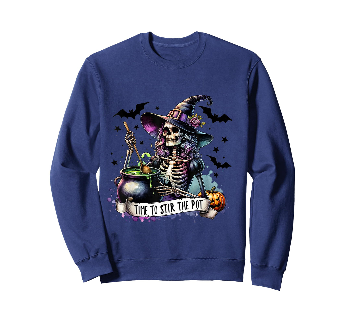Time To Stir the pot Skeleton Woman Witch Halloween Pin-Up T-Shirt