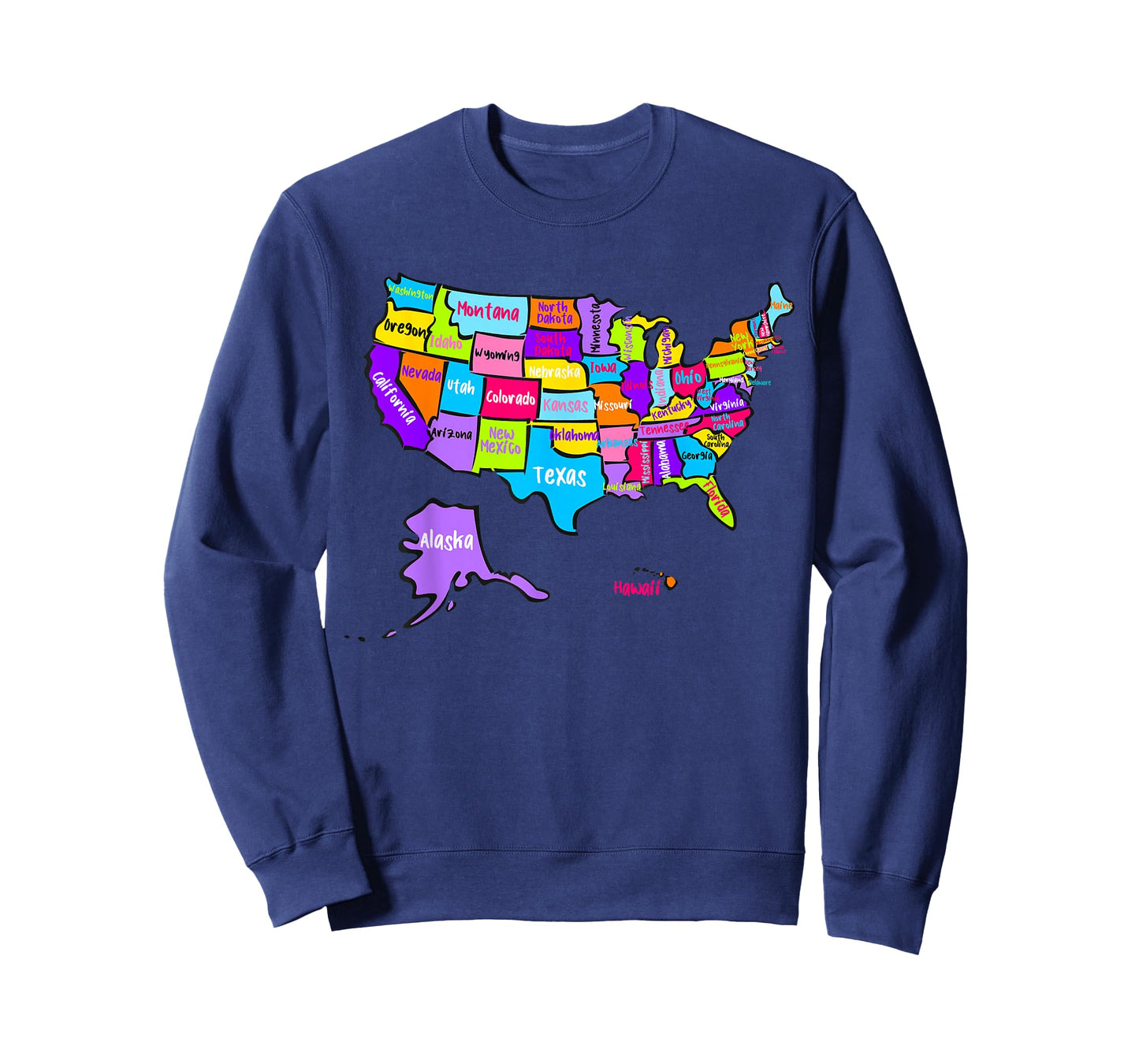 United States of America Colorful Map with State Names T-Shirt