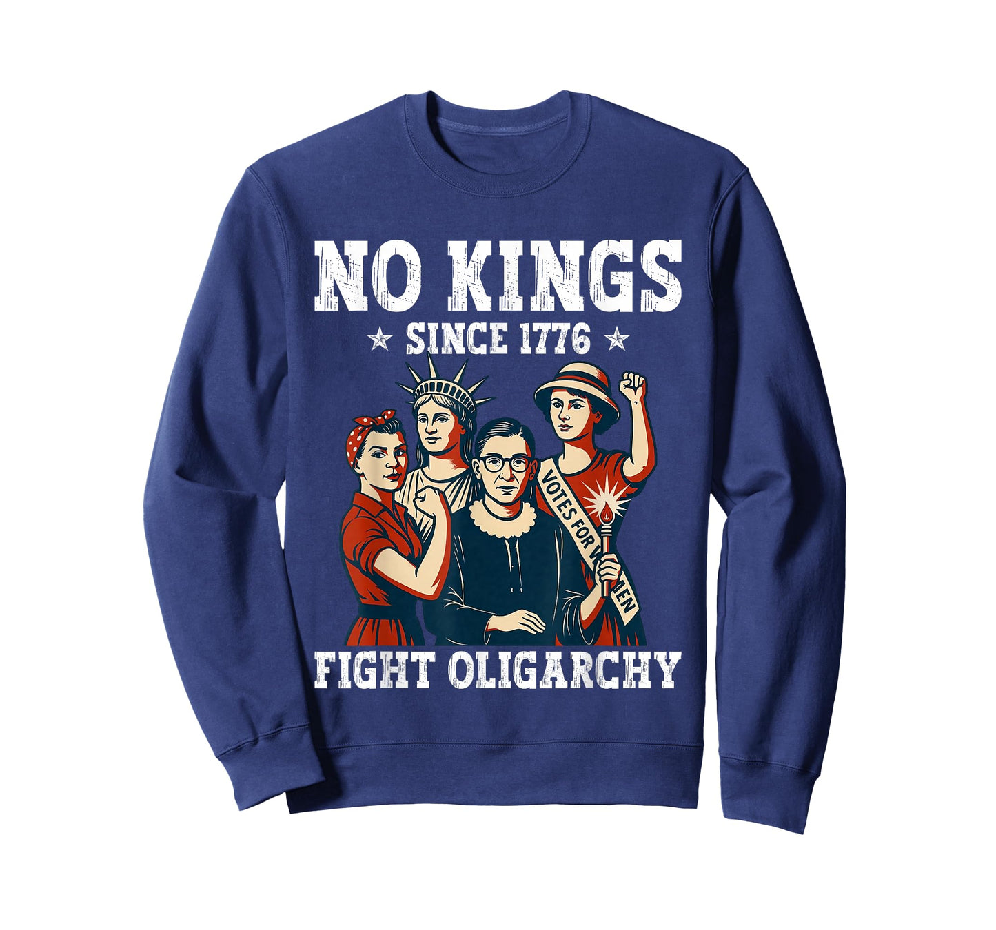 Women No Kings Fight Oligarchy Feminist Patriot 4th of July T-Shirt