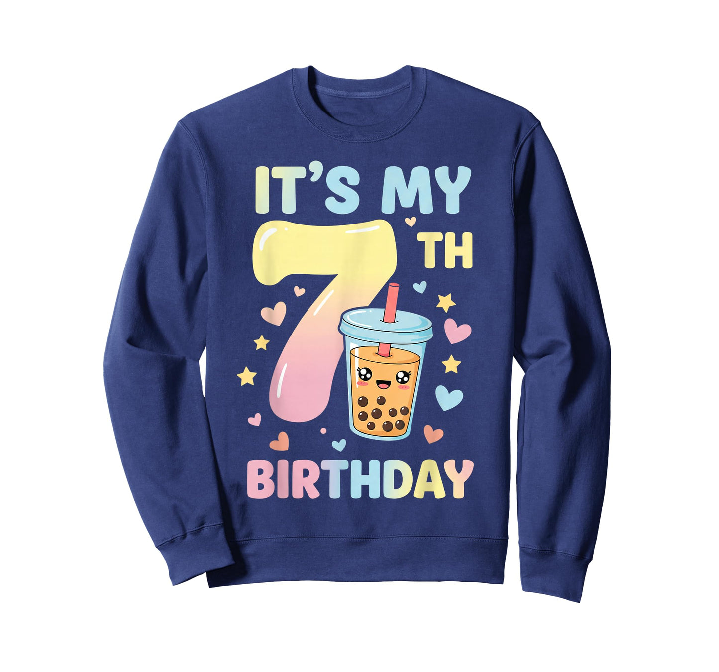 It's My 7th Birthday Bubble Boba Tea Party 7 Year Old Girl T-Shirt