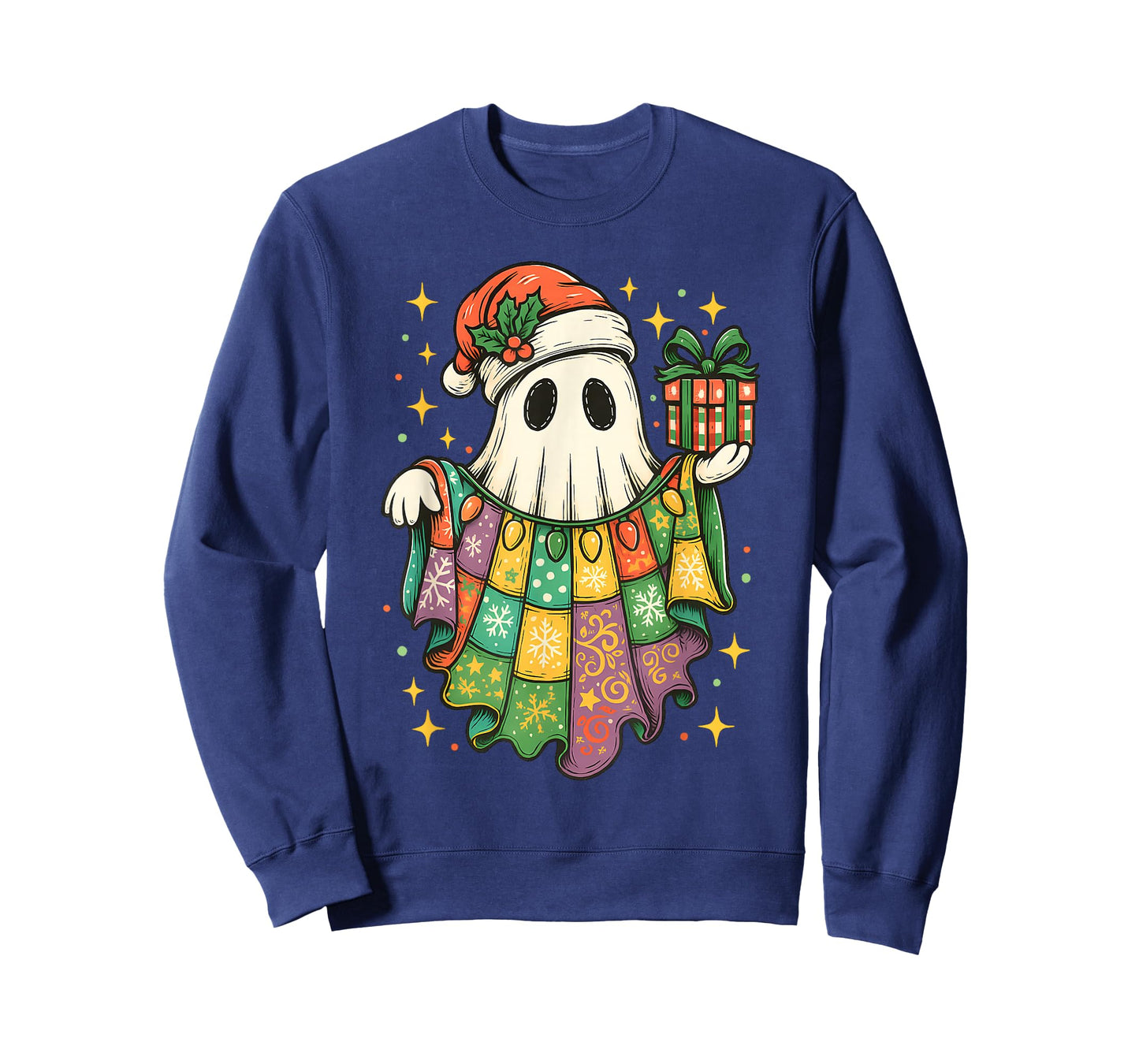 Patchwork Christmas Ghost Christmas, Christmas Boo Ghost T-Shirt