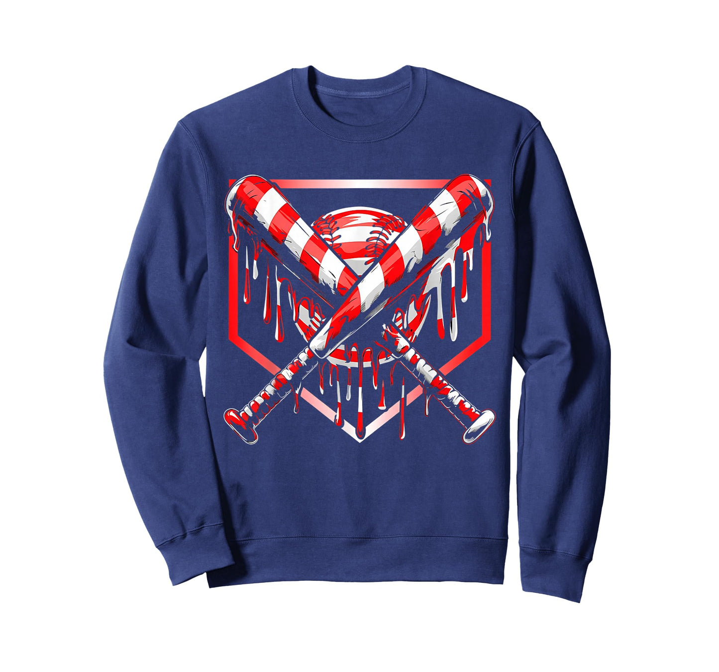 Baseball Candy Cane Christmas Baseball Ice Cream Drip Boys T-Shirt