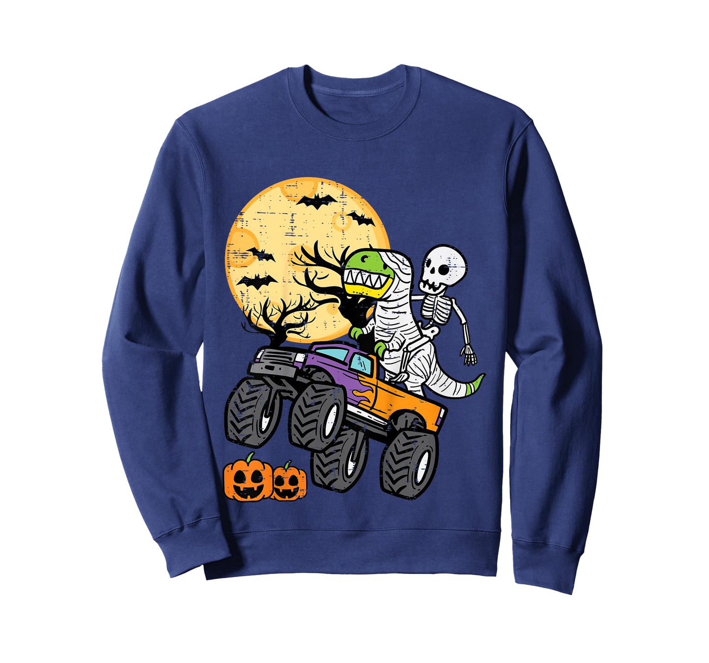 Kids Skeleton Dino Monster Truck Halloween Costume Toddler Boys T-Shirt
