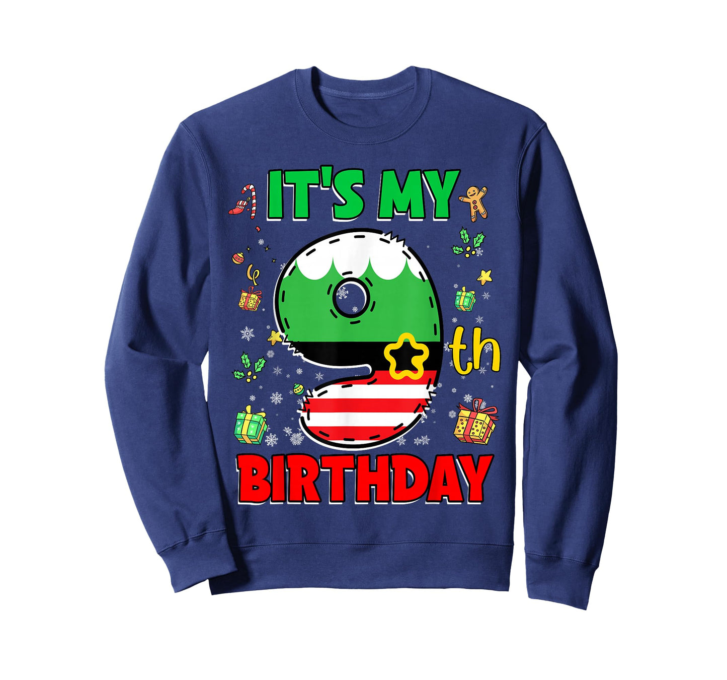 9th Birthday Boy Girl Christmas Elf 9 Years Old Kids Gifts T-Shirt