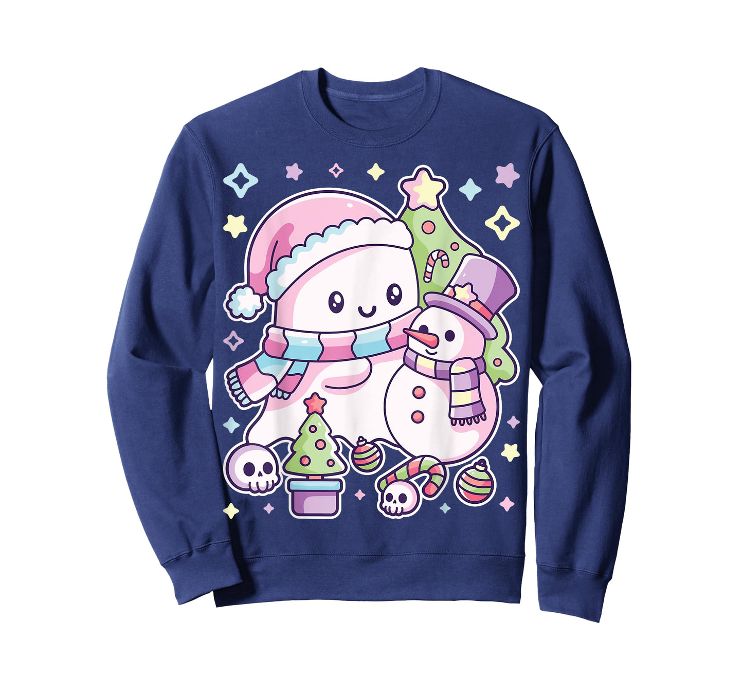 Christmas Ghost Lil Boo Xmas Tee Girls Kids Toddler Pastel T-Shirt