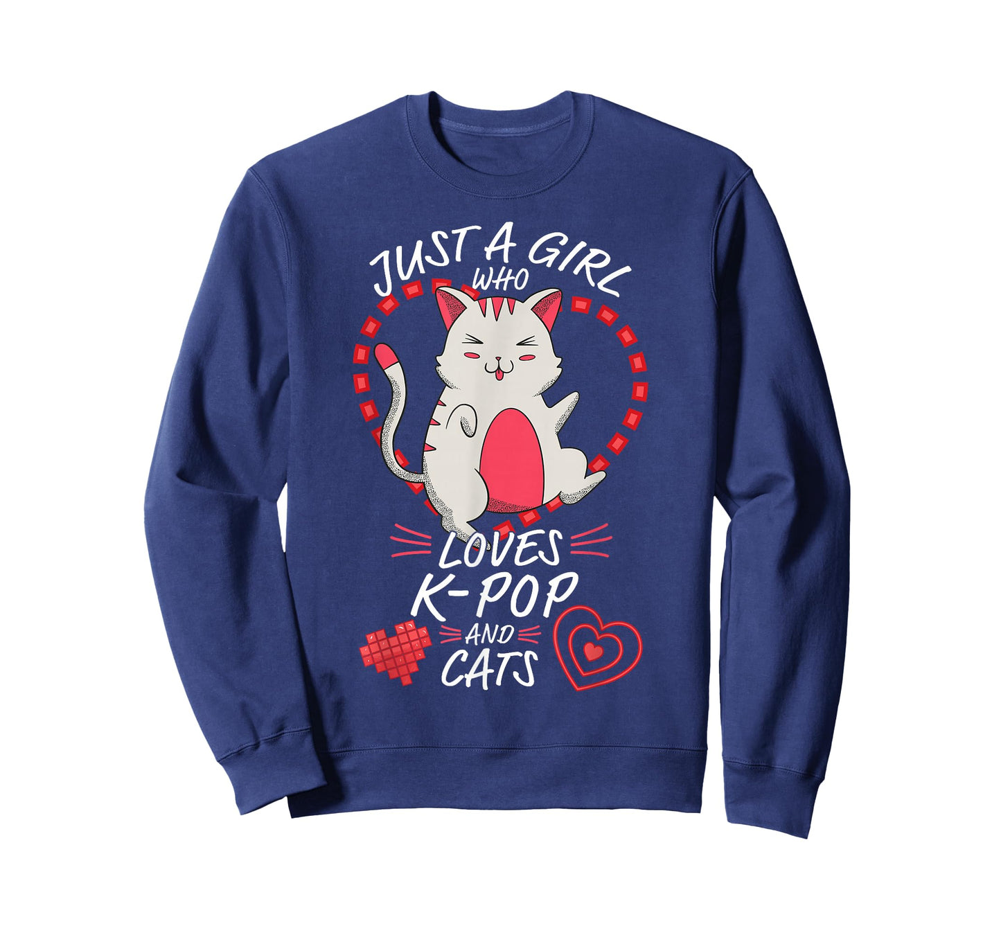 Just A Girl Who Loves K-Pop and Cats - Cute Anime Kawaii Cat T-Shirt