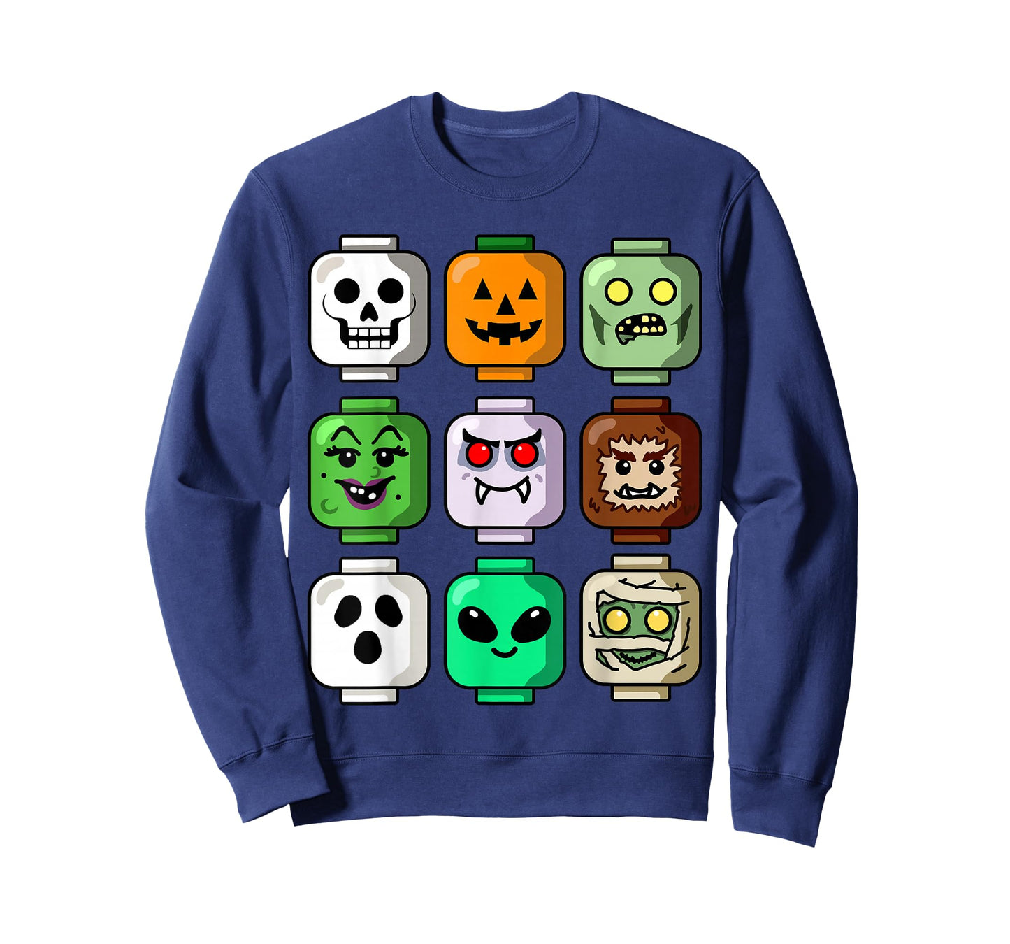 Halloween Building Brick Head Pumpkin Ghost Zombie Boys T-Shirt