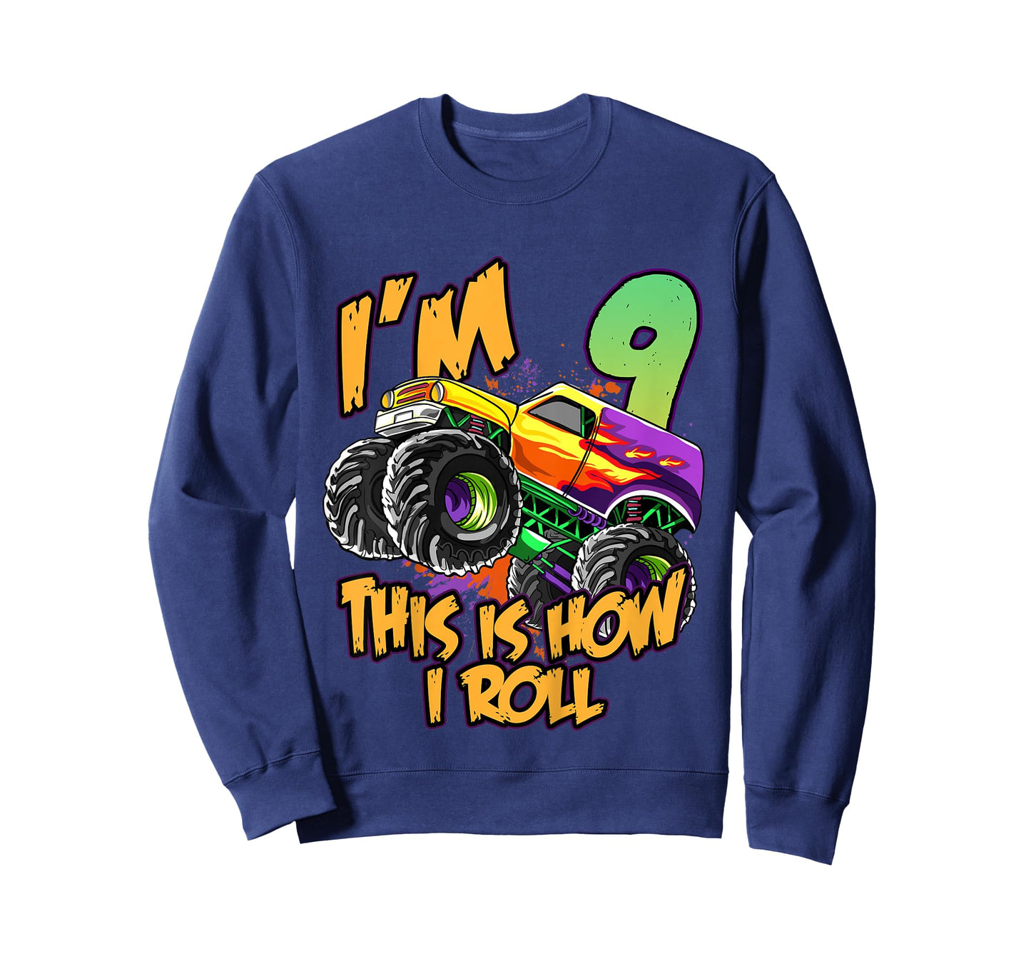 Kids 9th Birthday Boys Monster Truck 9 Year Old Race Car Party T-Shirt