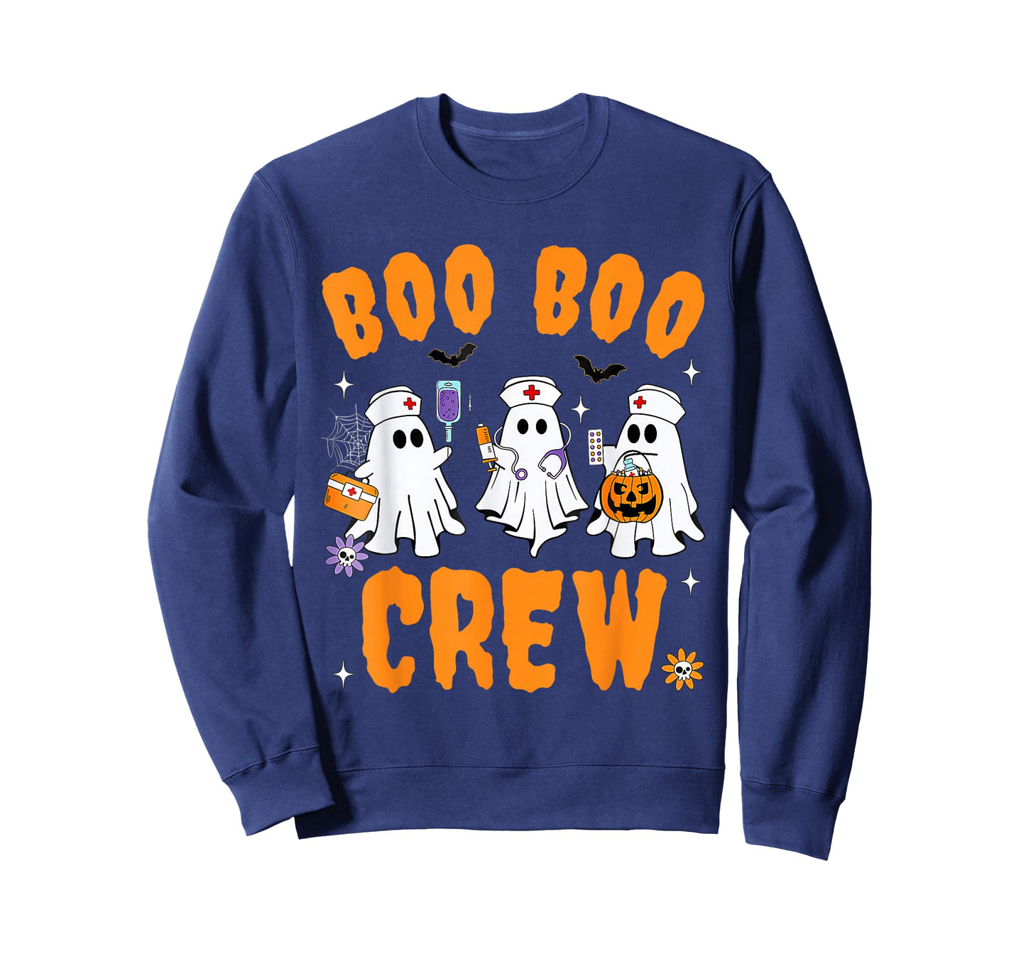 Boo Boo Crew Nurse Ghost Scrub Top Nursing Halloween Costume T-Shirt