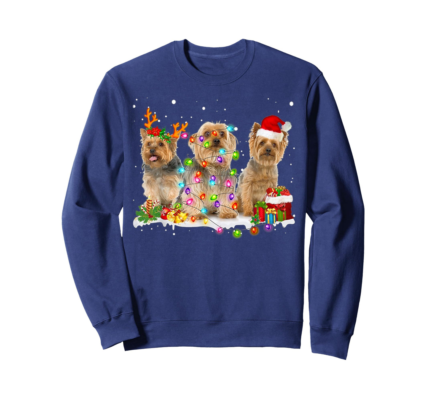 Three Silky Terrier Xmas Silky Terrier-Snow-Christmas Lover T-Shirt